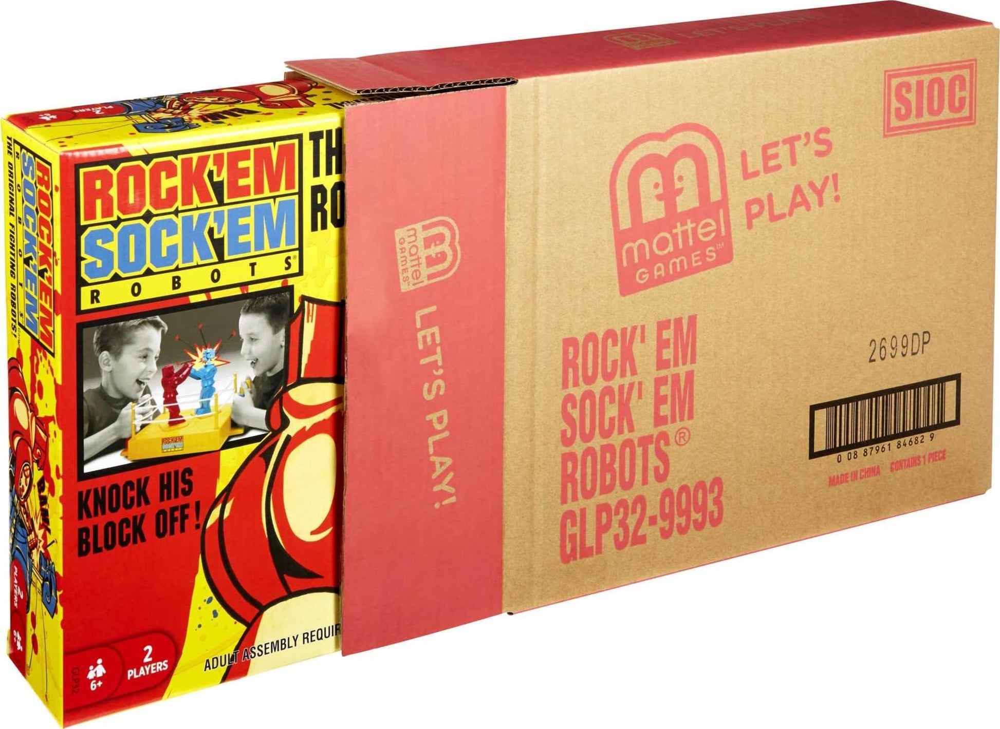 Juego de Robots Mattel Rock 'Em Sock Em Azul con Anillo de Boxeo