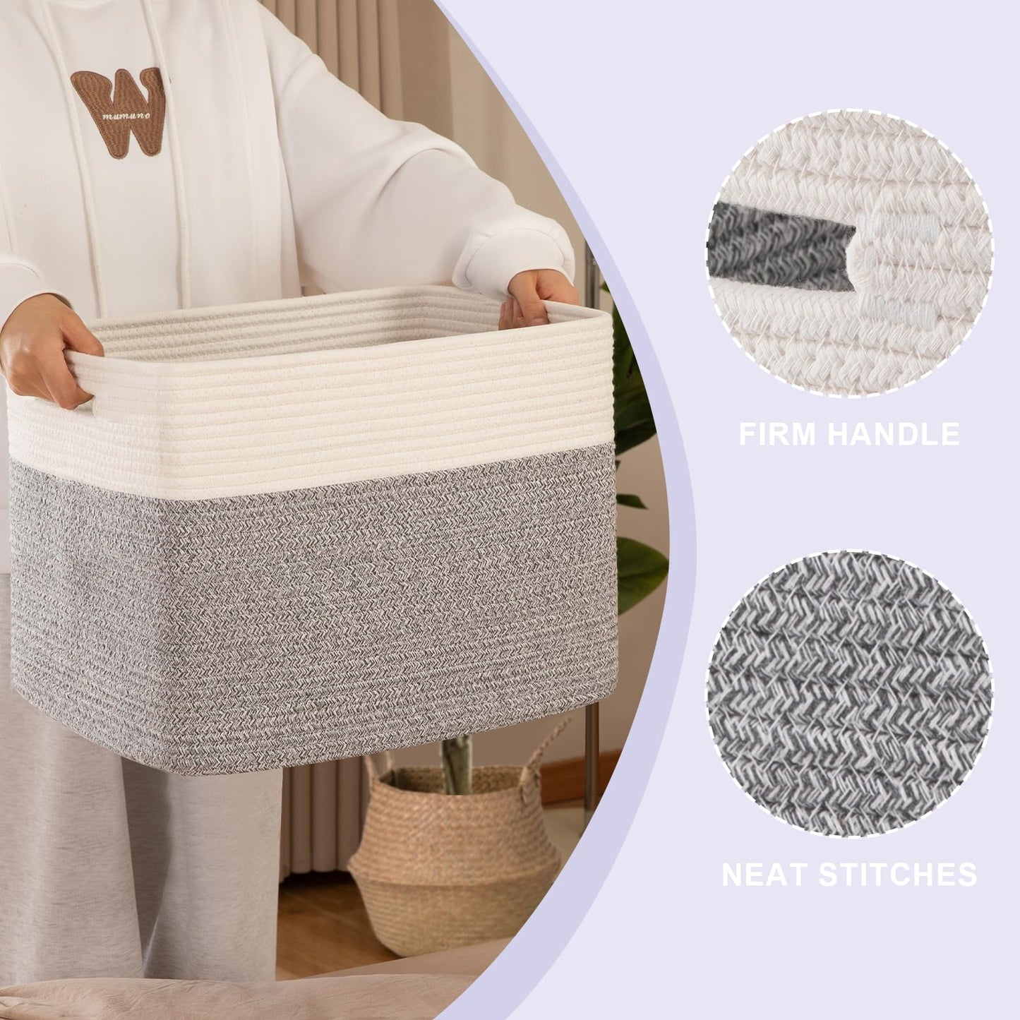 OIAHOMY - Cestas de almacenamiento para estante, cesta de almacenamiento de juguetes, contenedores de almacenamiento plegables, cesta de manta, sala de estar, almacenamiento de clóset para recámara