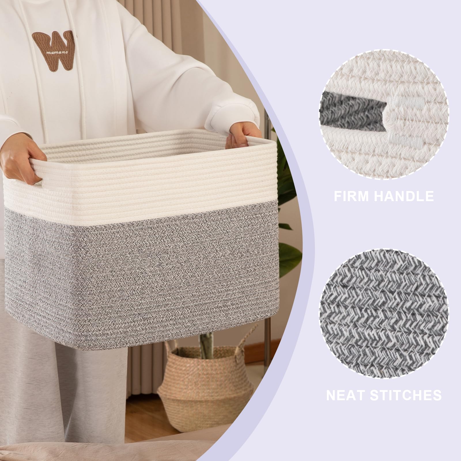 OIAHOMY - Cestas de almacenamiento para estante, cesta de almacenamiento de juguetes, contenedores de almacenamiento plegables, cesta de manta, sala de estar, almacenamiento de clóset para recámara