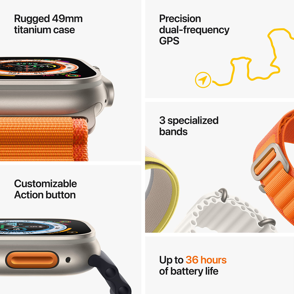 Reloj Apple Ultra Titanio Correa Ocean Blanca Reacondicionado Premium