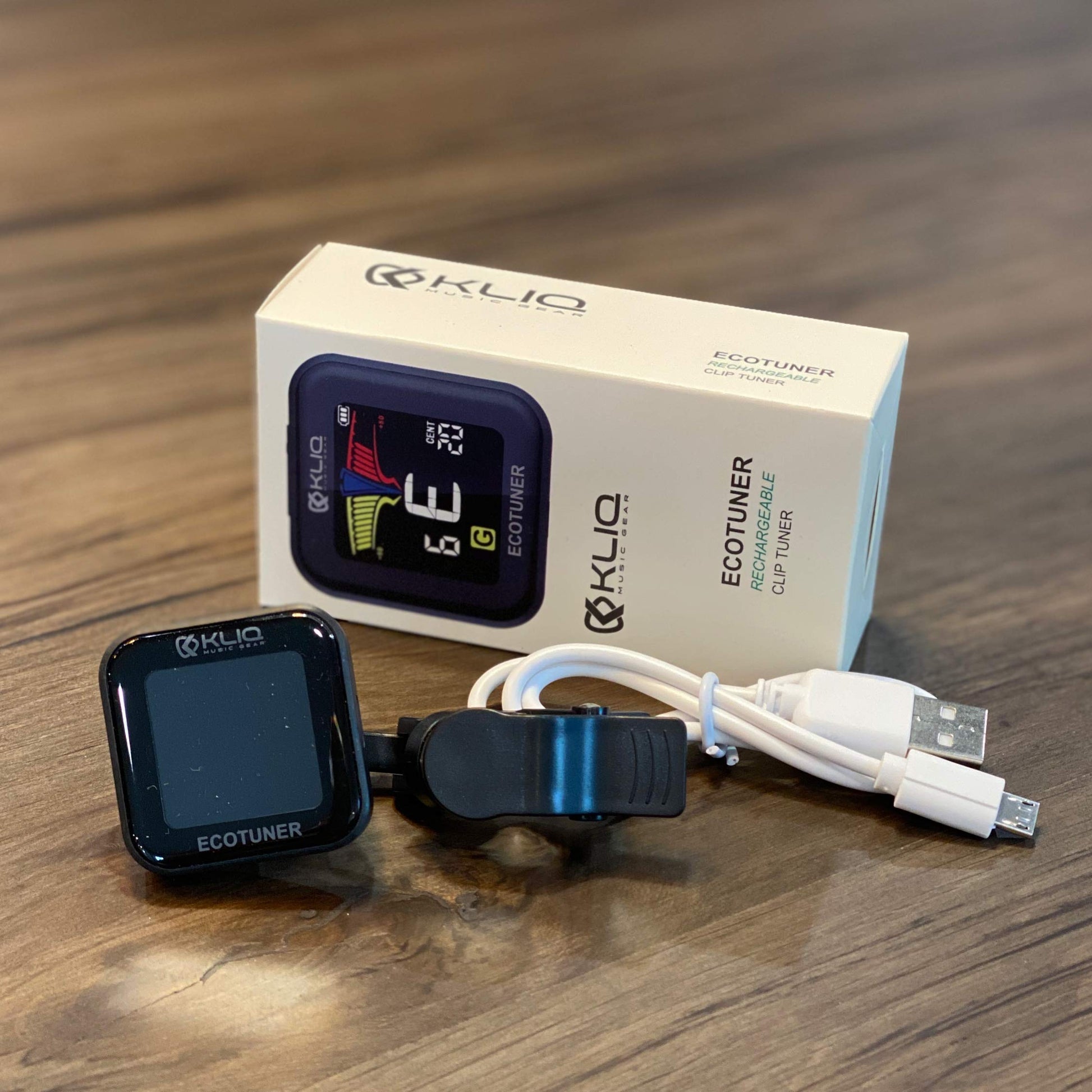KLIQ EcoTuner - Sintonizador de clip recargable por USB para todos los instrumentos (con cable de carga incluido)