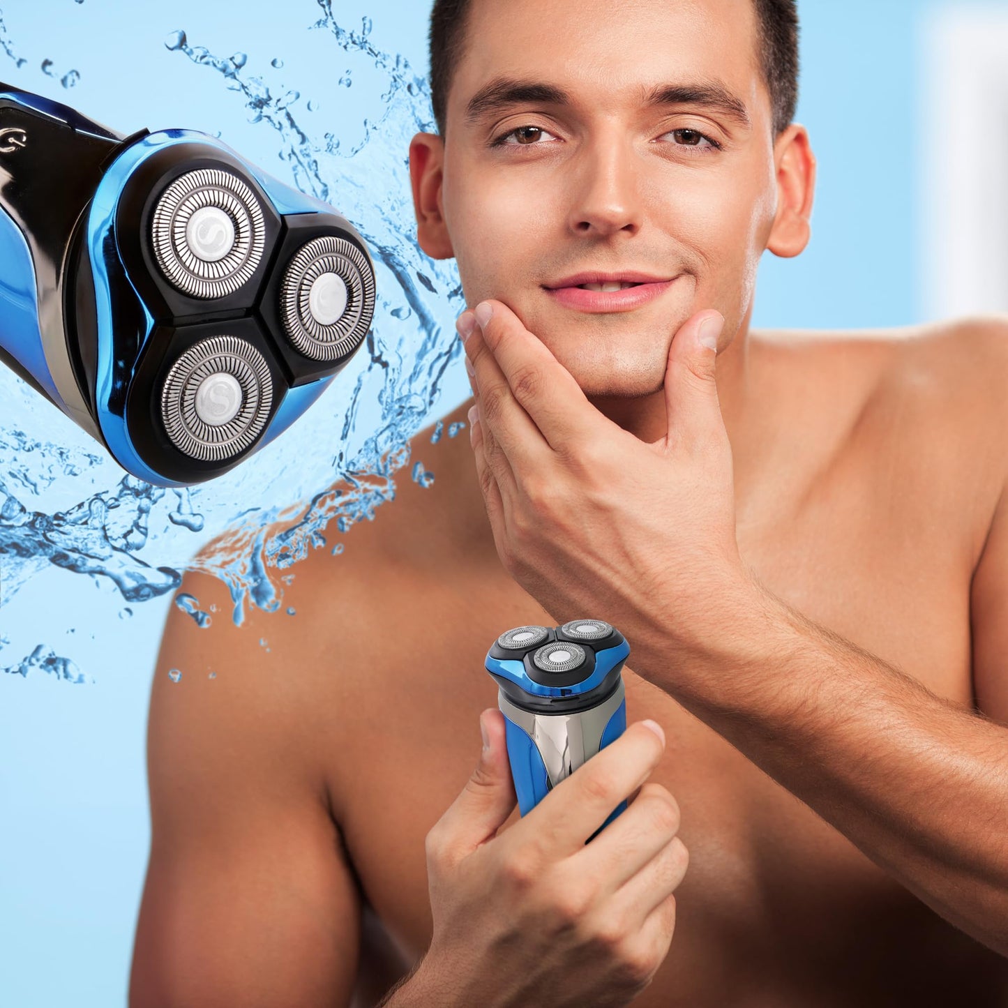 Barbasol Signature Series - Afeitadora eléctrica recargable en seco y húmedo con cuchillas de acero inoxidable, recortadora desplegable y visualización LCD