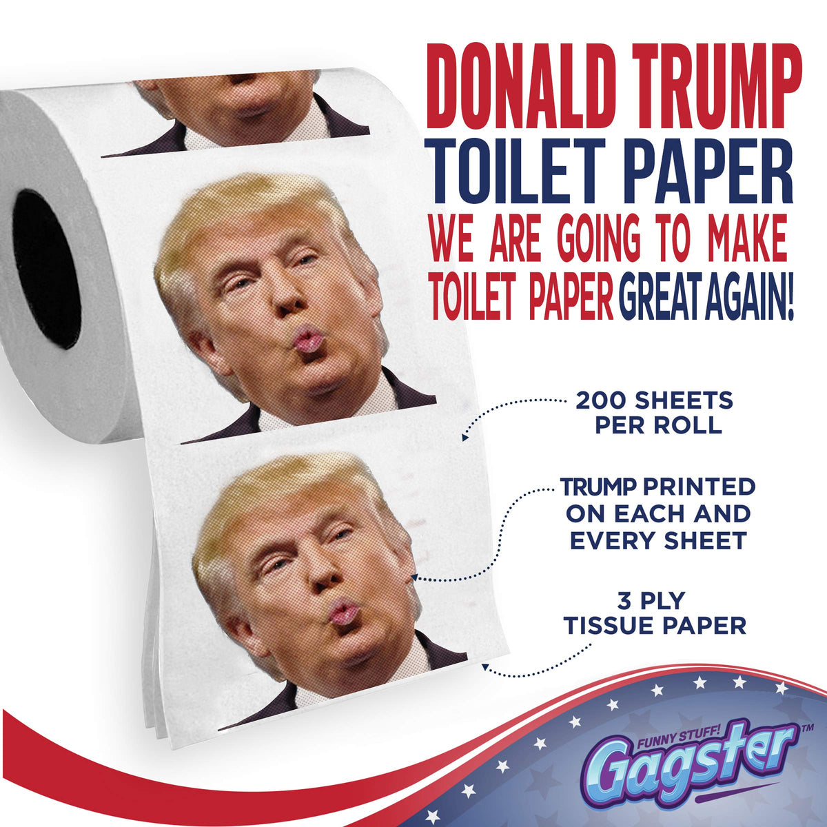 Papel Higiénico Donald Trump Imagen a Todo Color Regalo Político Divertido
