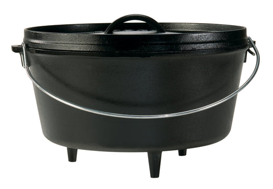 Horno Holandés Lodge Negro de Hierro Fundido Presazonado de 8 Cuartos con Tapa y Asas Dobles