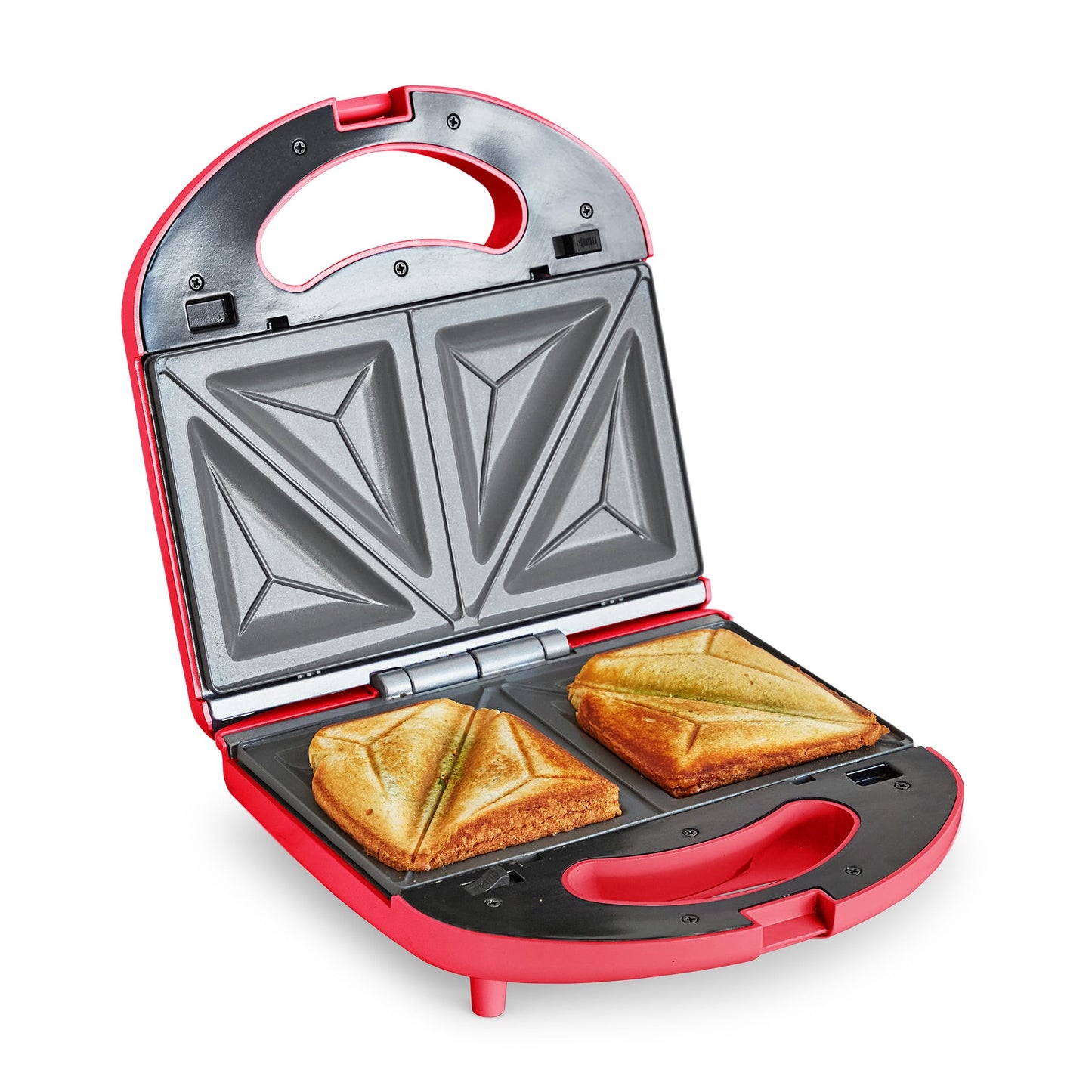 GreenLife Pro - Parrilla eléctrica Panini Press y sandwichera, placas antiadherentes de cerámica saludables, luz indicadora fácil, sin PFAS, rojo