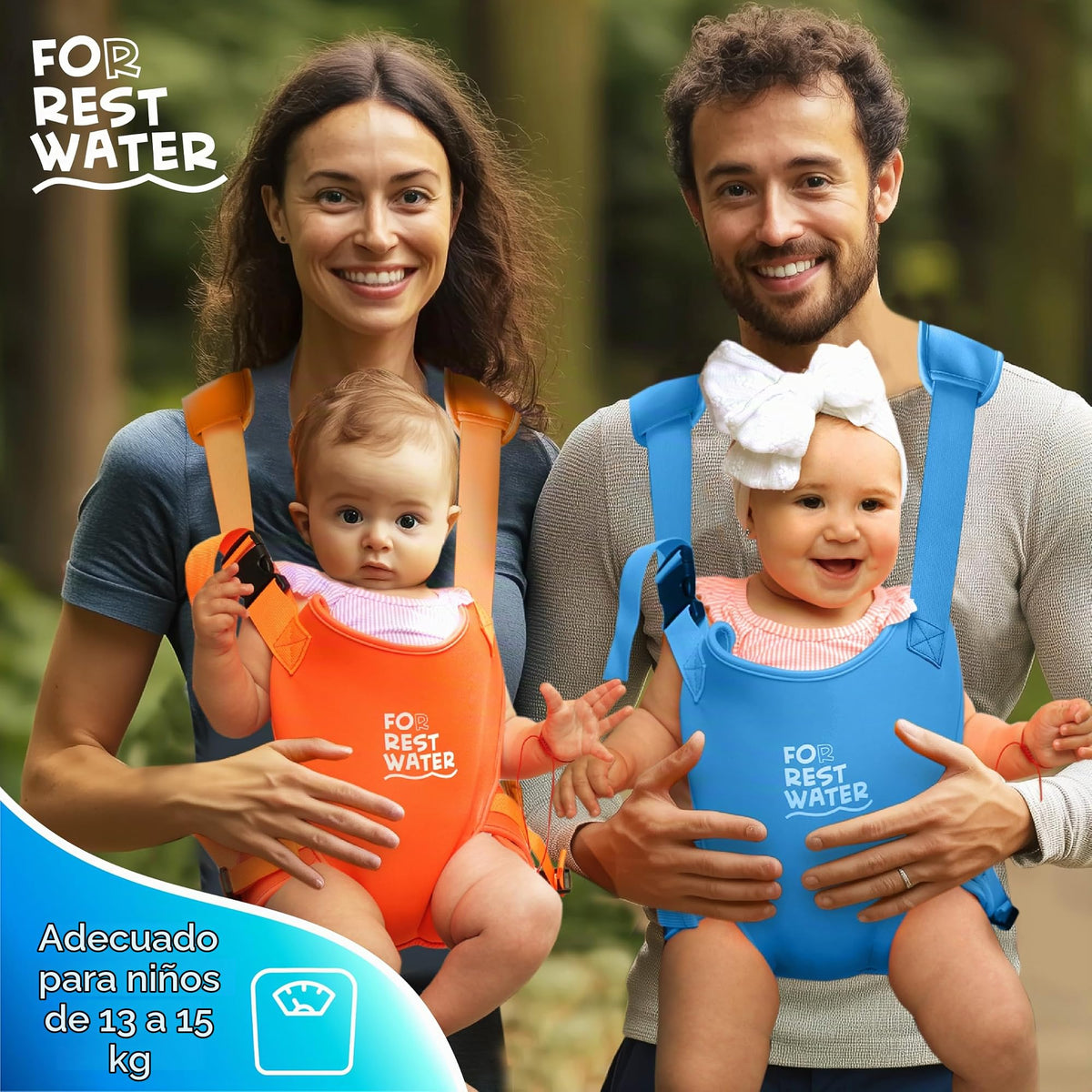 Portabebés para agua de descanso – Eslinga ergonómica de neopreno de alta calidad para diversión en agua y tierra cálida y segura (4-24 meses) – Arnés ajustable para bebés y niños pequeños (Blue)