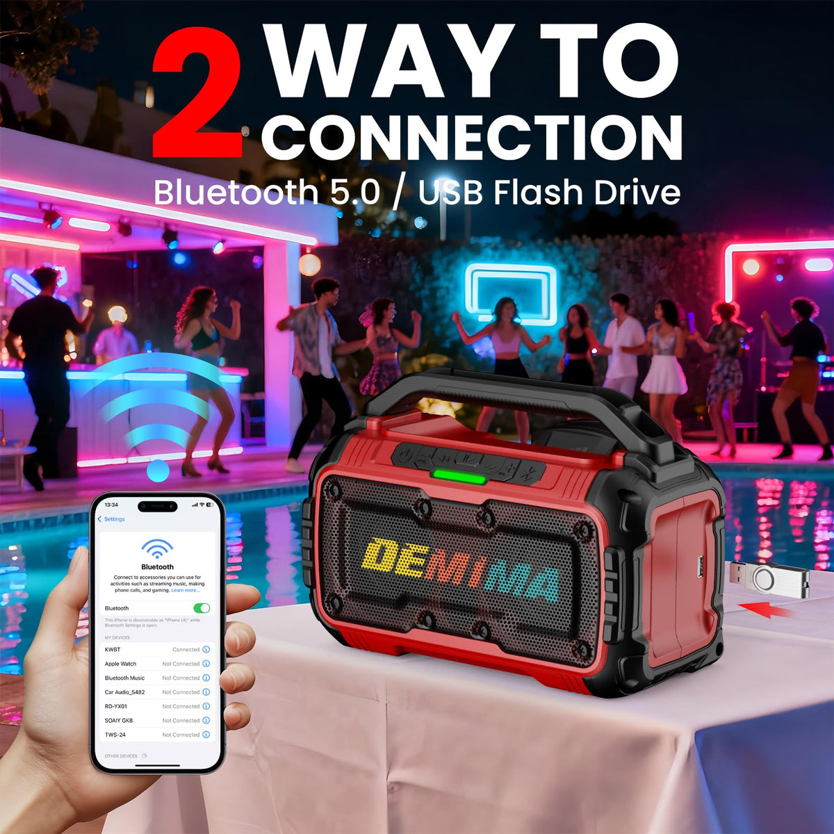 Altavoz Bluetooth DEMIMA Rojo Inalámbrico para Milwaukee