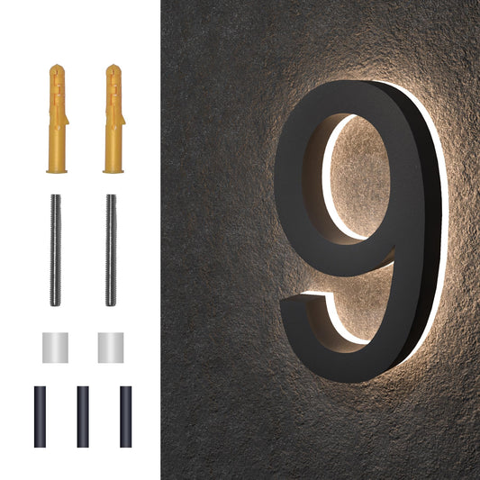 Números de Casa MIDIT Acero Inoxidable Retroiluminados LED Impermeables 7 Pulgadas