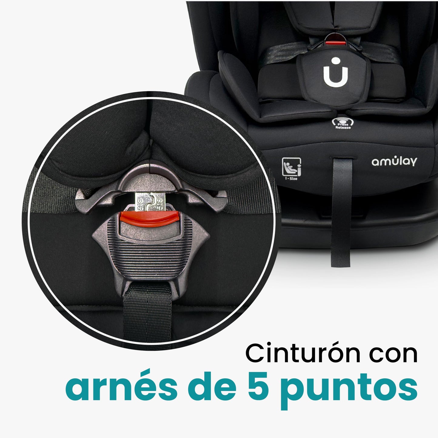 Amulay Autoasiento Baku 360° ISOFIX i-Size, 0 a 12 Años, Negro
