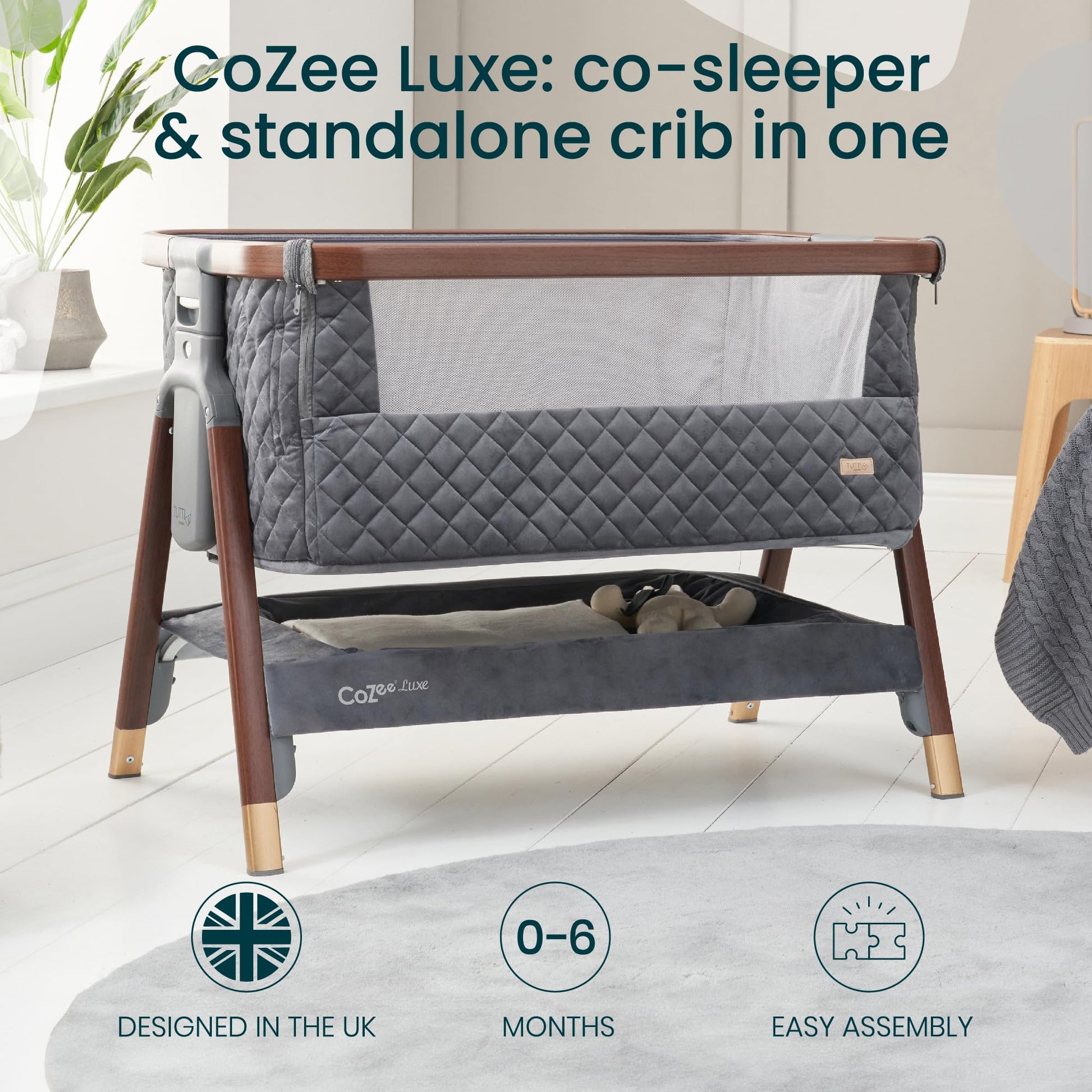 Tutti Bambini CoZee® Luxe - Moisés de noche, nogal/pizarrón