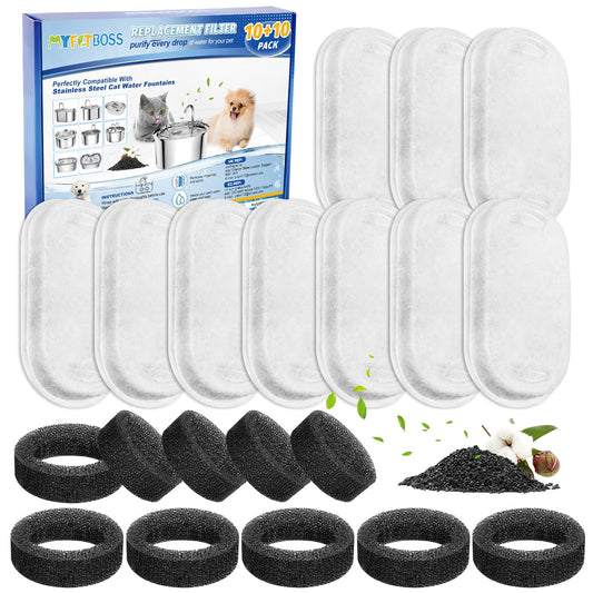 Filtro de Fuente de Agua MyfatBOSS Acero Inoxidable Compatible con Petlibro 74 oz y 102 oz para Mascotas