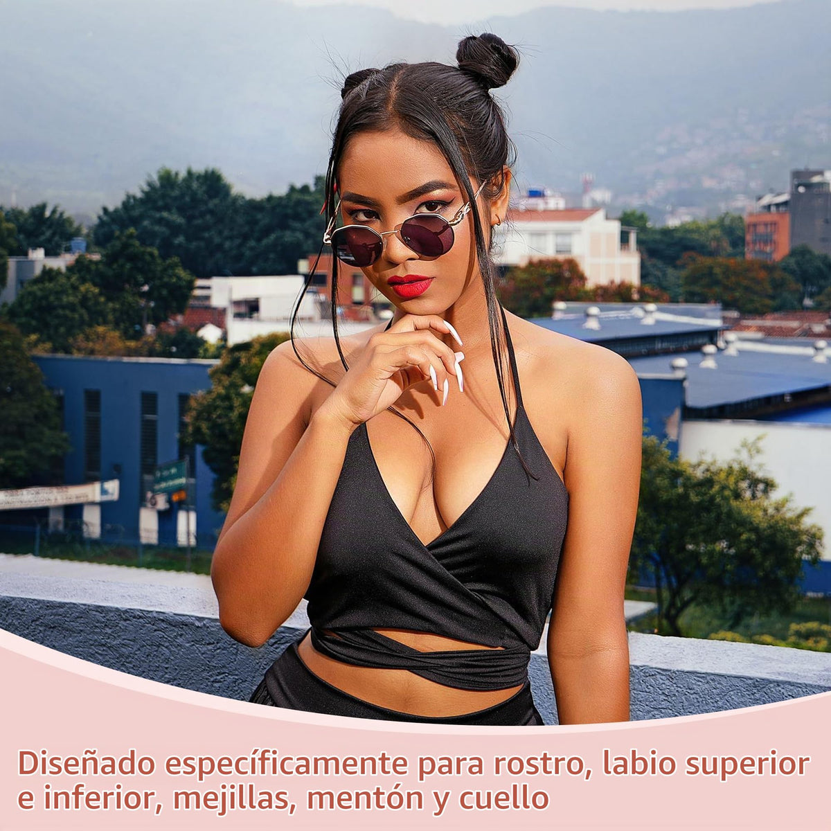 Removedor de vello facial para mujer, como se ve en la televisión, afeitadora facial indolora, dispositivo eléctrico de depilación para cara, labios, melocotón, pelusa con luz (blanco)