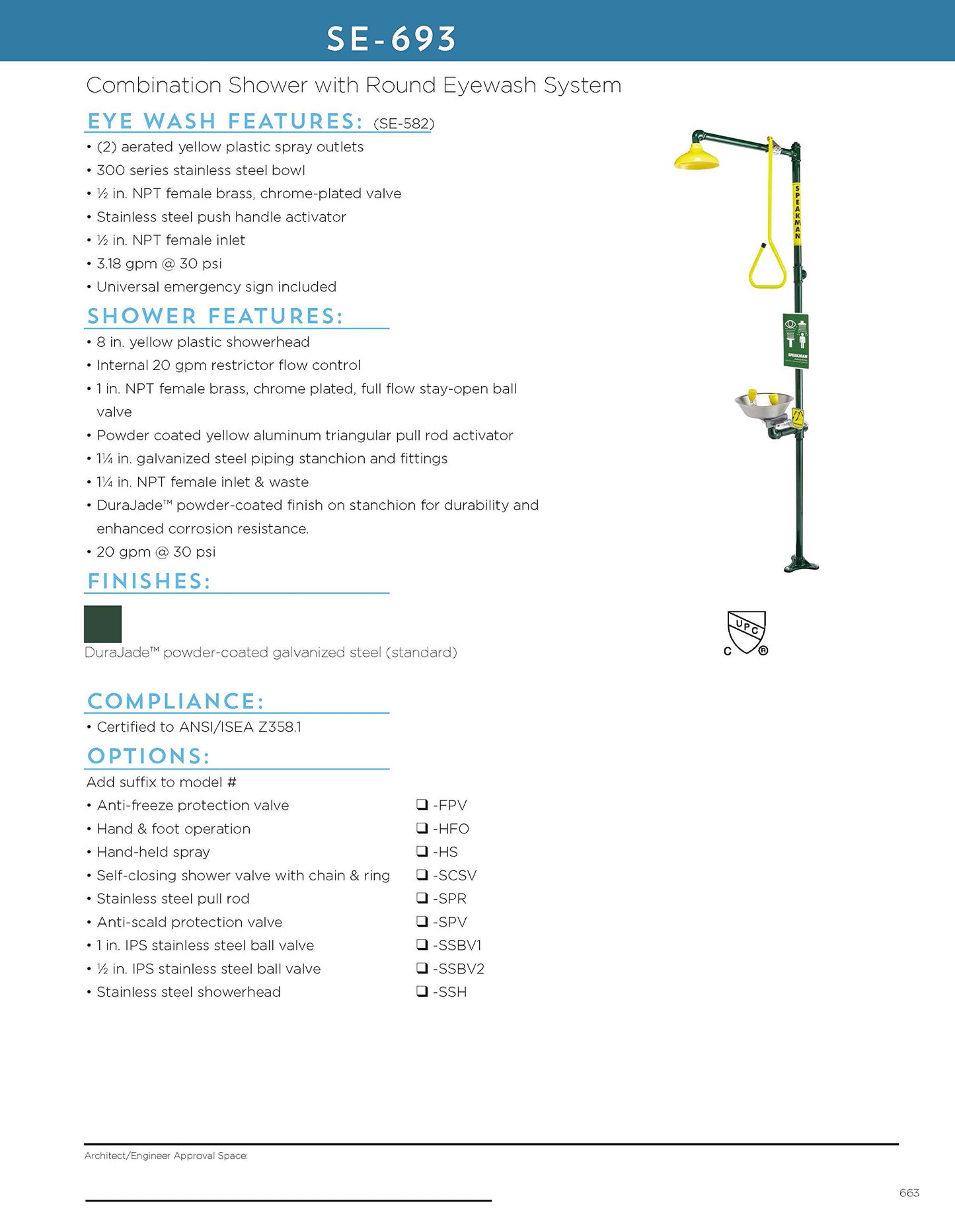 Estación de Seguridad Speakman Tradicional Acero Inoxidable Base 3,1 cm