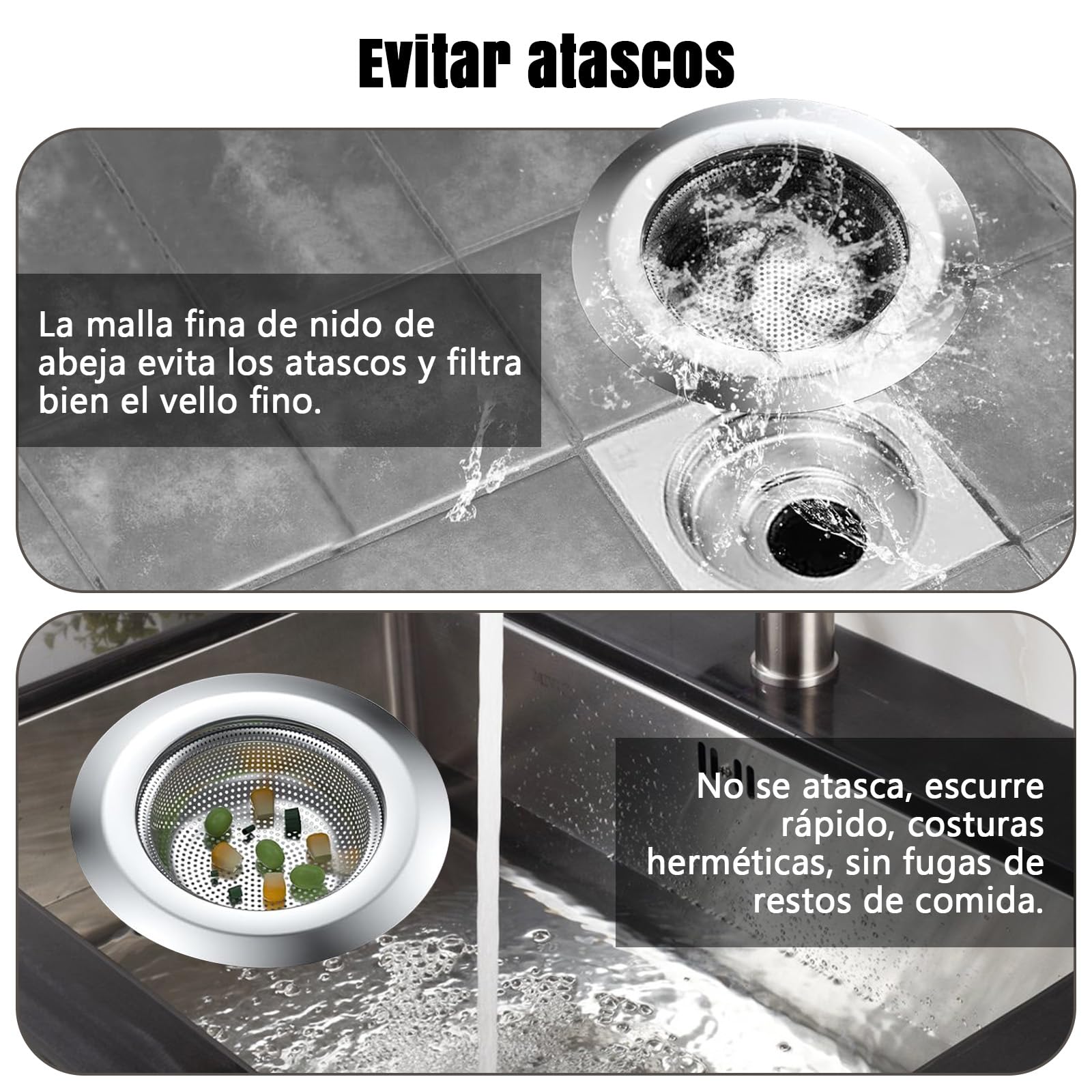 EUARD 4 Piezas Filtro De Fregadero De Cocina De Acero Inoxidable, Filtro De Drenaje De Fregadero De Cocina, Filtro De Fregadero De Cocina