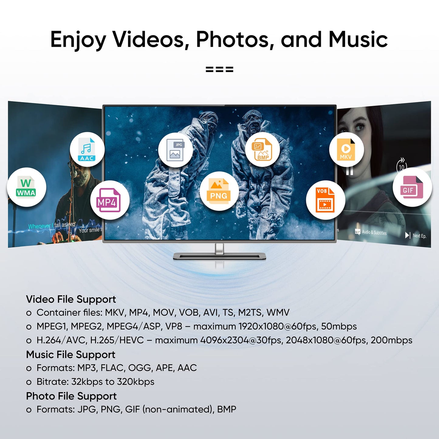 NEUMI Atom 4K Lite Reproductor multimedia digital Ultra-HD para unidades USB y tarjetas SD, reproduce videos 4K/UHD, HEVC/H.265, HDMI y AV analógico, reproducción automática, bucle, capacidad de