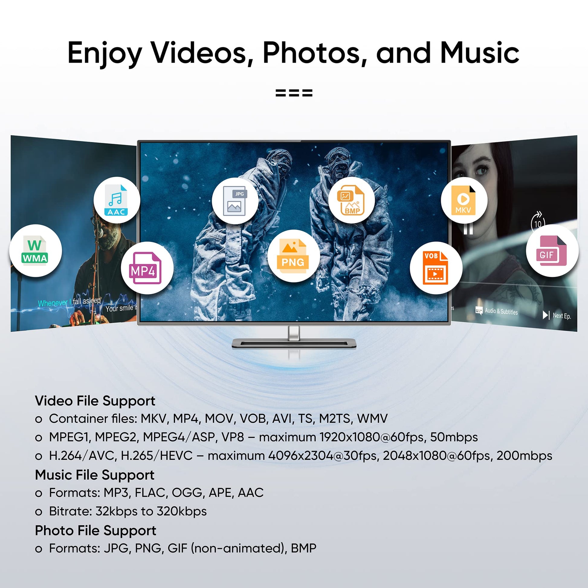 NEUMI Atom 4K Lite Reproductor multimedia digital Ultra-HD para unidades USB y tarjetas SD, reproduce videos 4K/UHD, HEVC/H.265, HDMI y AV analógico, reproducción automática, bucle, capacidad de
