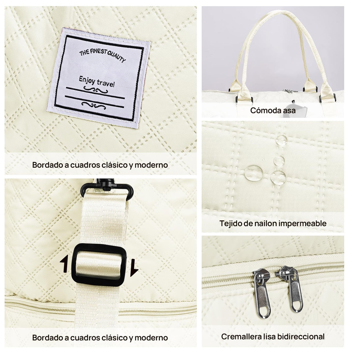Bolsa de Deporte, Bolsa de Viaje Con Compartimento Para Zapatos y Neceser, Compartimentos Húmedo y Seco, Gran Capacidad, Resistente al Agua (blanco)