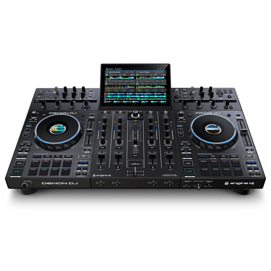 Denon DJ PRIME 4+ Controlador DJ Autónomo con Separación de Stems en 4 Decks, Streaming por WIFI, Mezclador, Pantalla Táctil 10.1", Control de Luces