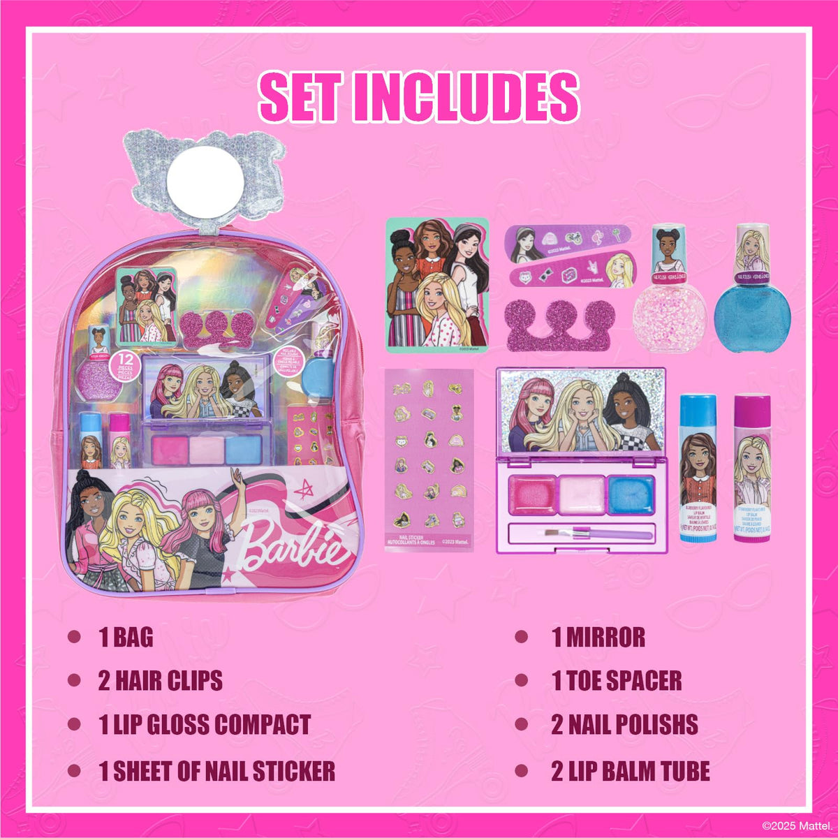 Barbie Mochila de Maquillaje Infantil Set de Belleza Regalo para Niñas