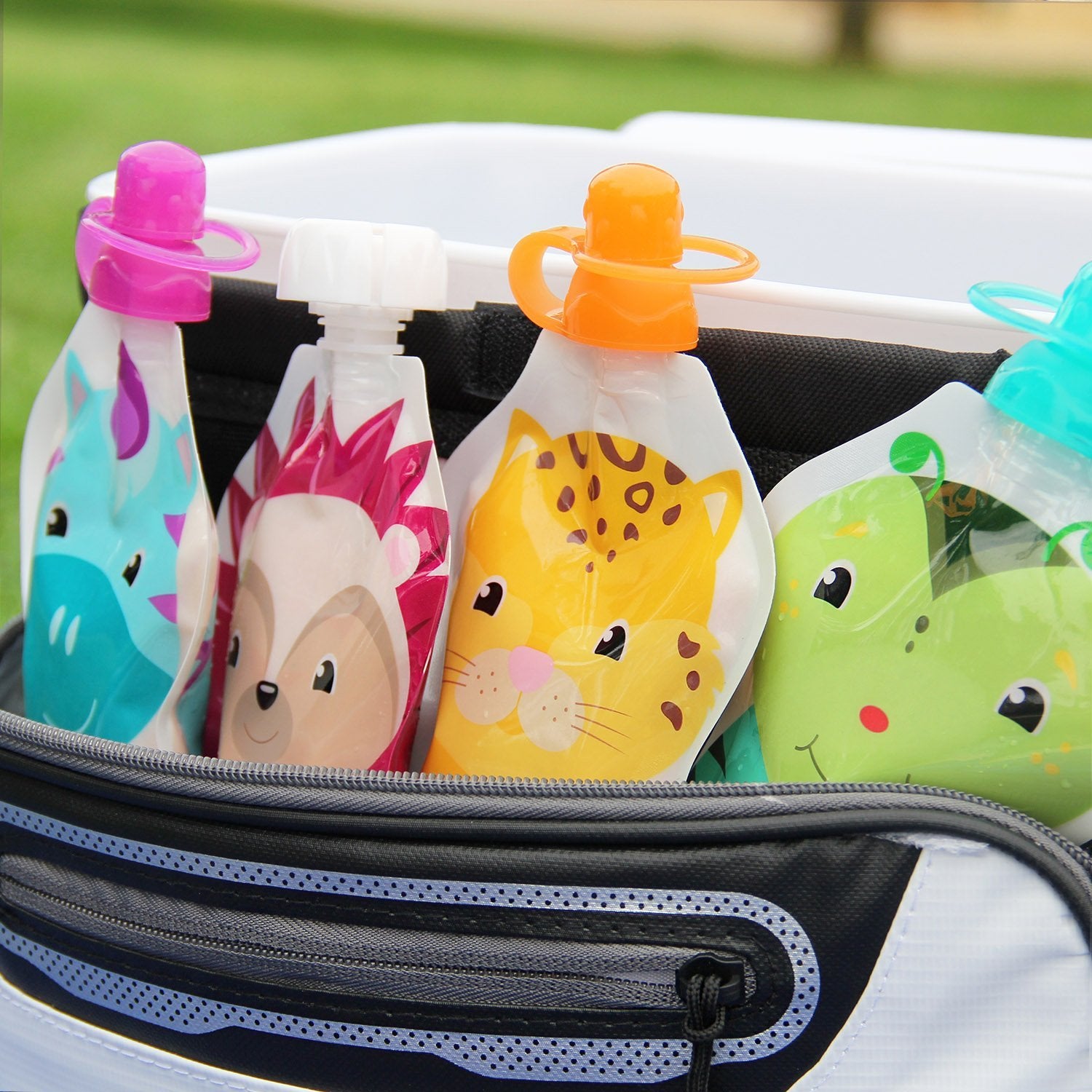 ChooMee - Bolsas reutilizables para alimentos para bebés, sin BPA, relleno con salsa de manzana, yogur y purés, cierre de doble bloqueo a prueba de fugas, fácil de llenar y limpiar parte inferior