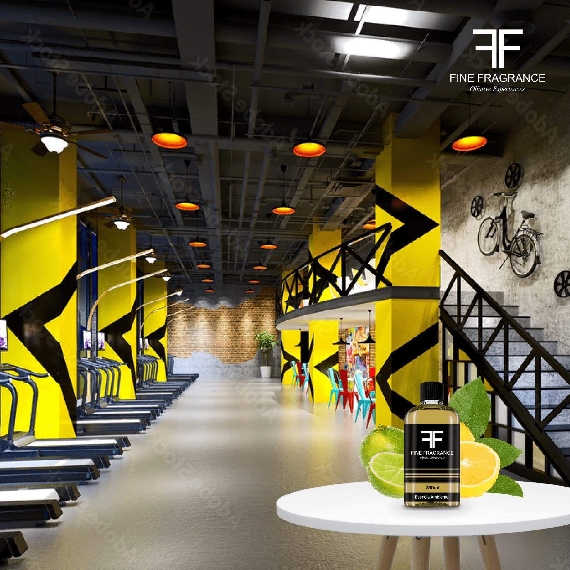 Fine Fragrance, Esencia para difusor aroma Fresh Gym, 250ml, ultra concentrada para uso exclusivo en difusores profesionales y aromaterapia