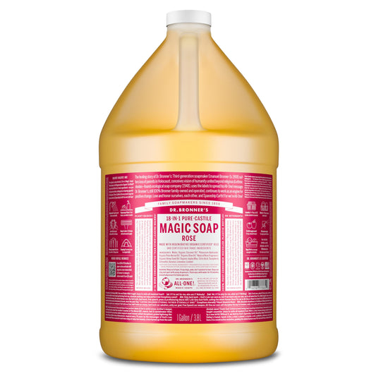 Jabón de Castilla Líquido Dr. Bronner's Rosas Orgánico y Multiusos