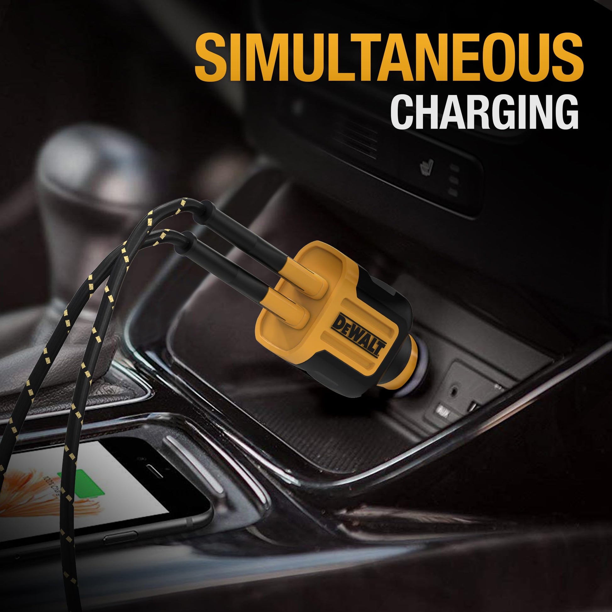 Dewalt Cargador de Coche USB de 2 Puertos - Carga rápida de 24W USB-A de Doble Puerto para iPhone 14 13 12 11 Pro MAX X XR XS 8 Plus 6s iPad - Compatible con Samsung Galaxy S22 S21 S10 Plus S7 GPS