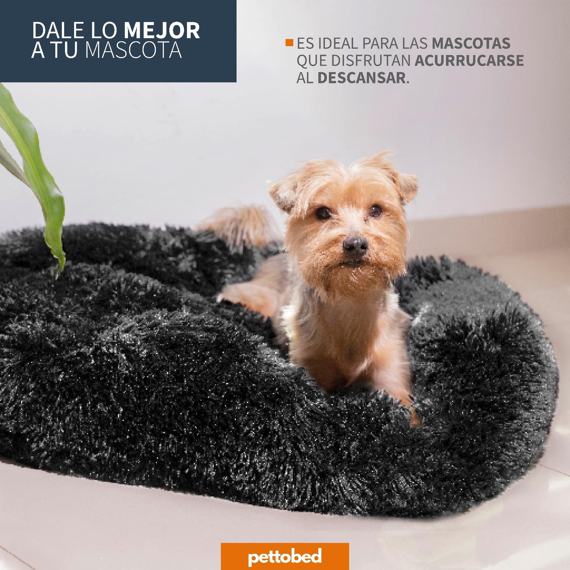 Cama para Mascotas PET TO BED Dark Grey Redonda Antiestrés Pequeña Afelpada Cómoda