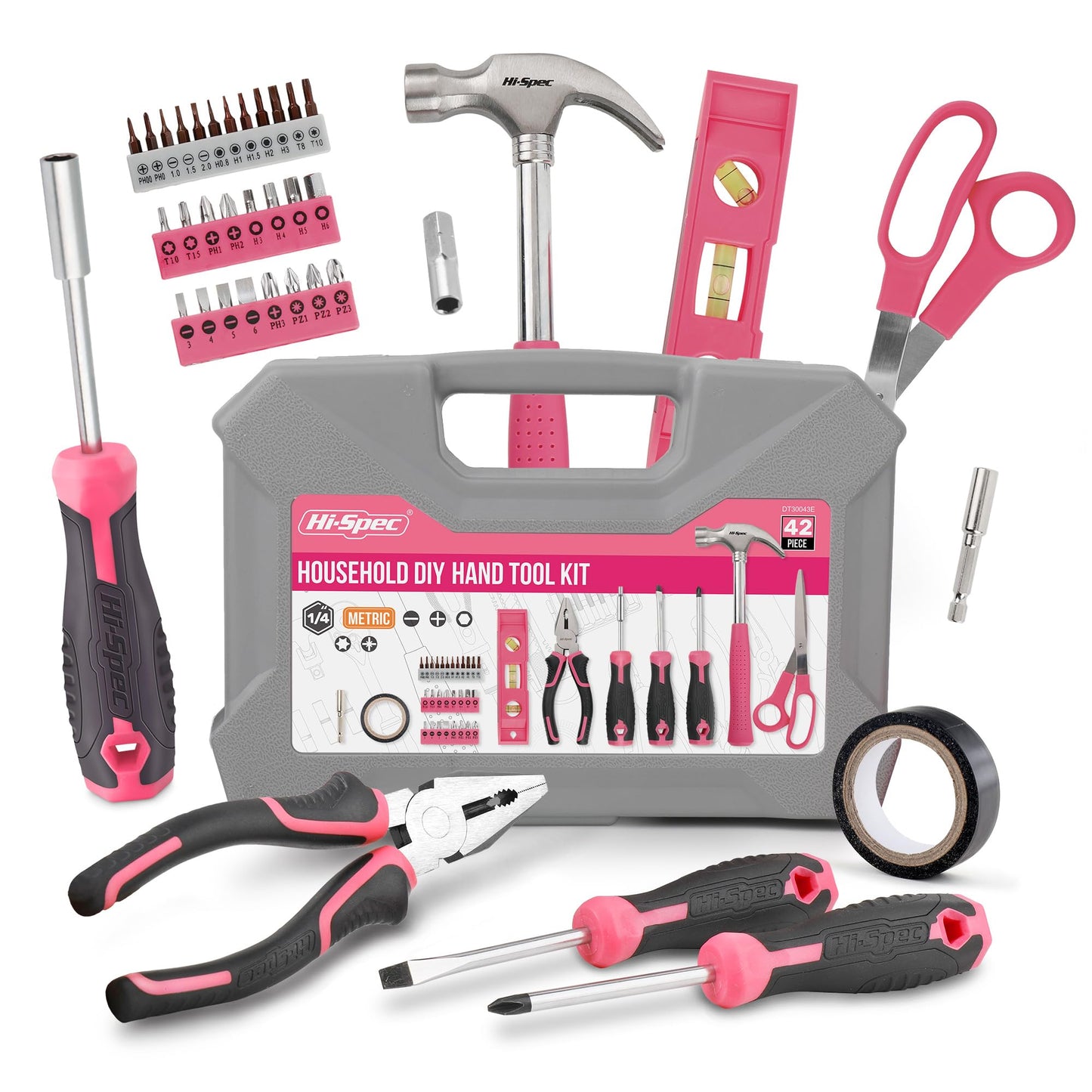 Hi-Spec Juego de Herramientas Básicas de 42 Piezas. Caja de Herramientas Manuales para el Hogar y la Oficina. Kit/Set Ideal para Reparacion, Bricolaje, y Mantenimiento. Incluye Maletin de Transporte