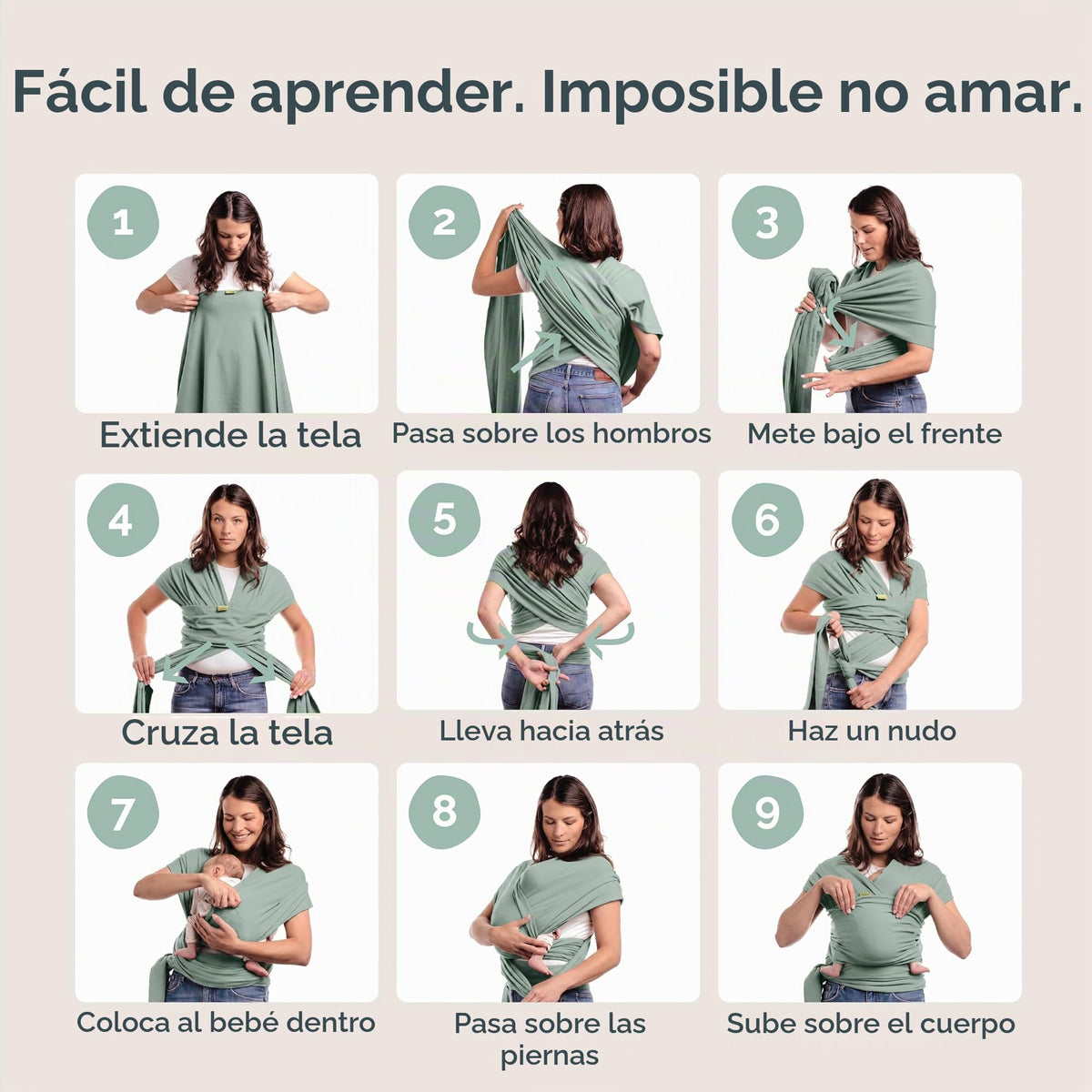 Boba - Portabebés original para recién nacidos (7-35 libras), suave, seguro, manos libres y ergonómico, ideal para una unión cómoda, nuevos padres (verde salvia)