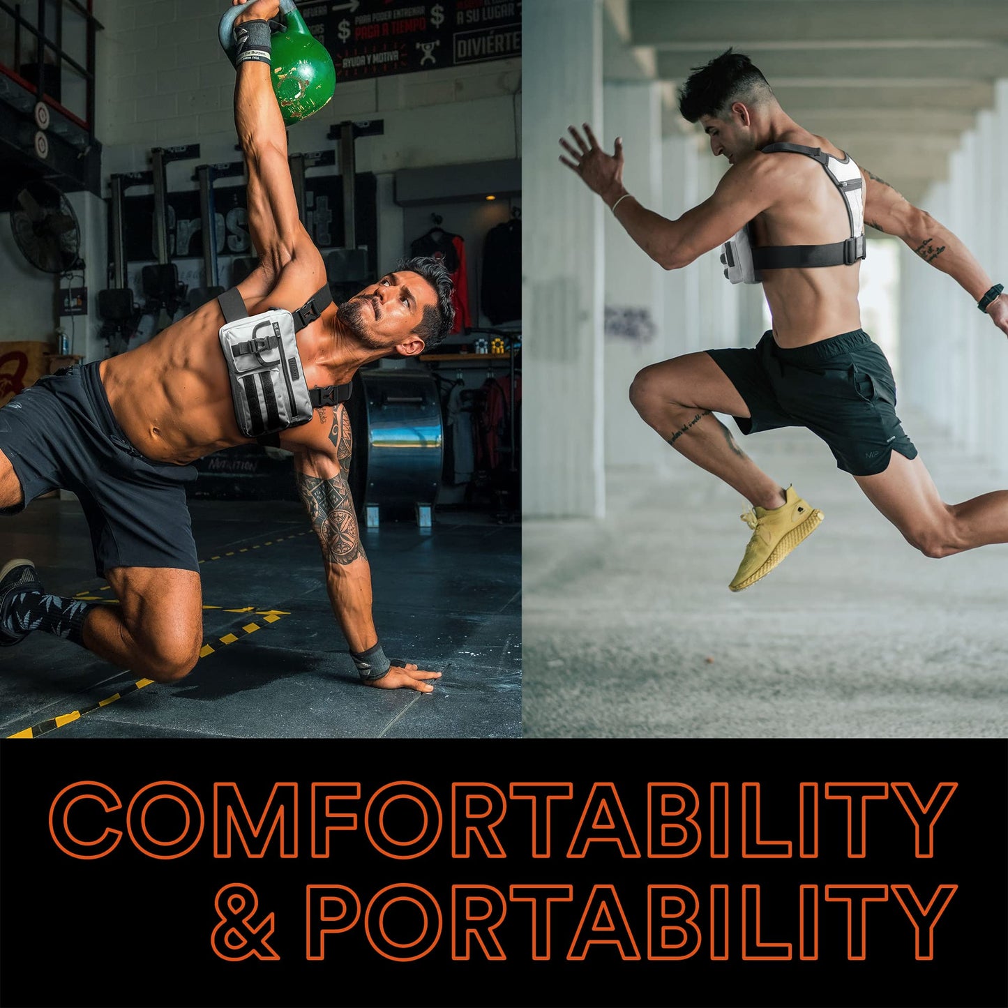Fitdom - Paquete de pecho deportivo inspirado en la táctica. Bolsa de pecho para hombre con soporte para teléfono integrado. Este chaleco EDC Rig Pouch es perfecto para entrenamientos, ciclismo y