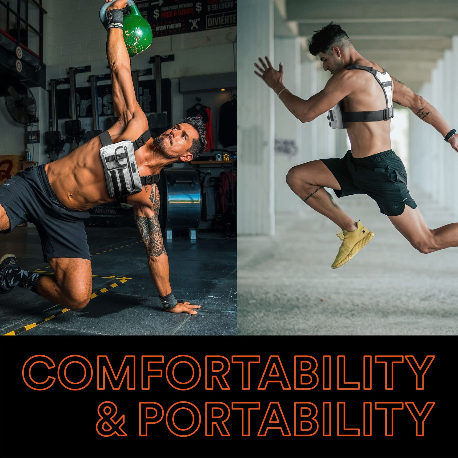 Fitdom - Paquete de pecho deportivo inspirado en la táctica. Bolsa de pecho para hombre con soporte para teléfono integrado. Este chaleco EDC Rig Pouch es perfecto para entrenamientos, ciclismo y