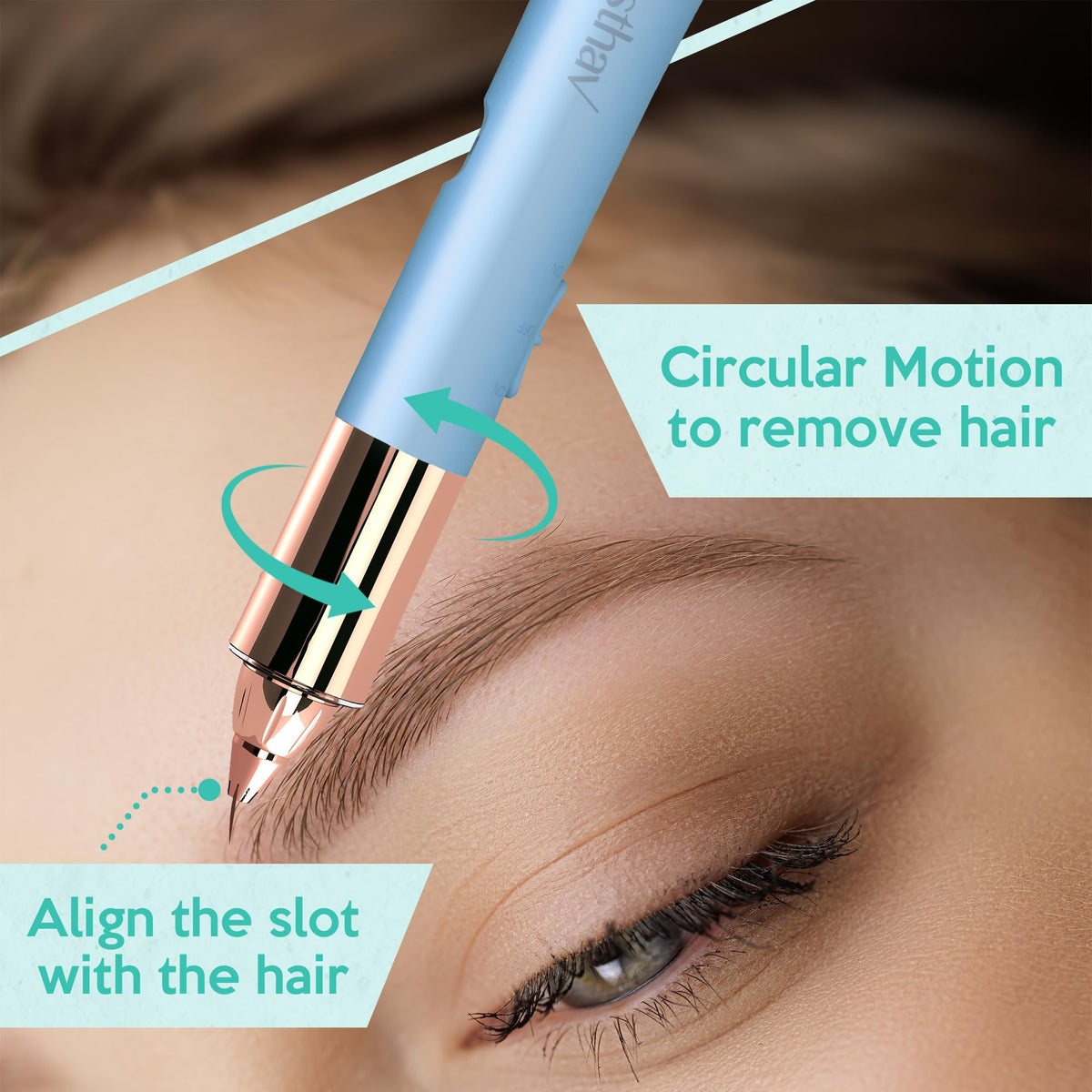 Removedor 2‑en‑1 de Vello para Cejas y Facial para Mujer, Indoloro Flawless