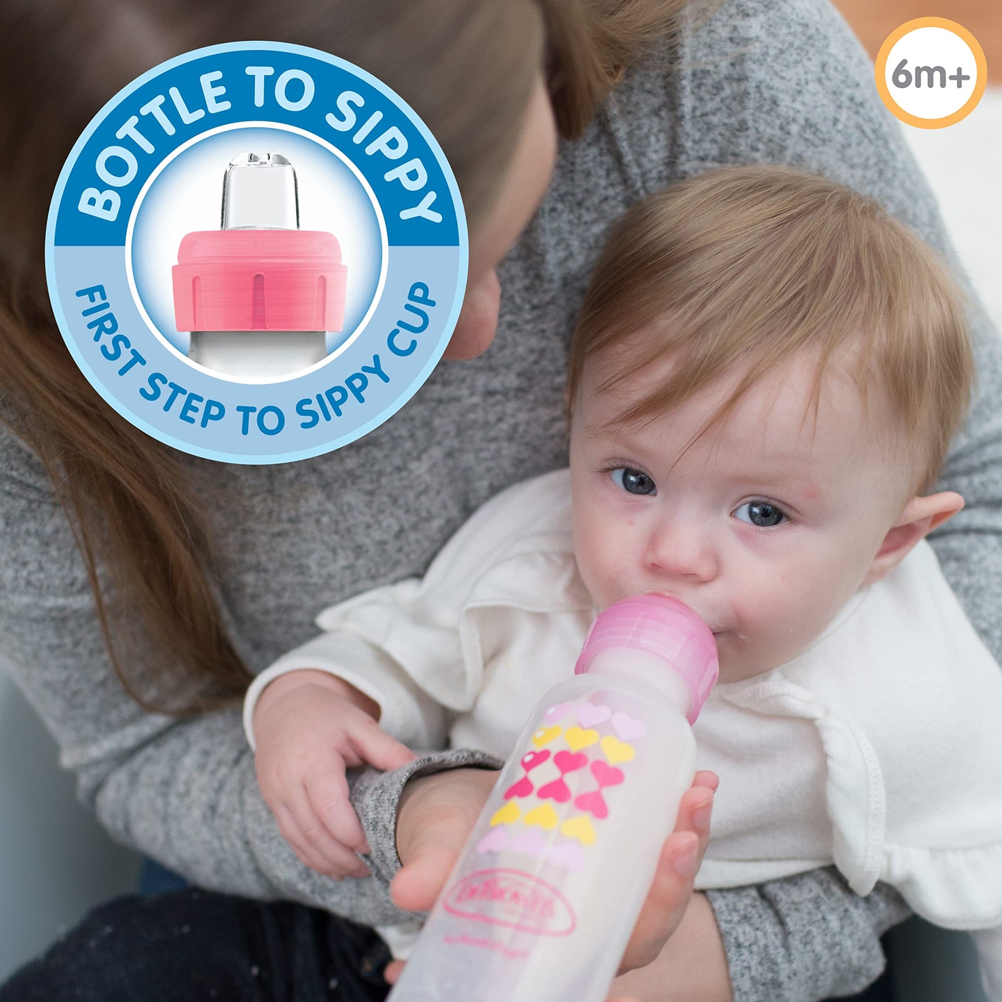 Dr. Brown's Natural Flow Options+, Kit Del Transición 2 En 1 Biberón Al Vasito Bebé Niños, Rosa (pink), Unidad Paquete De