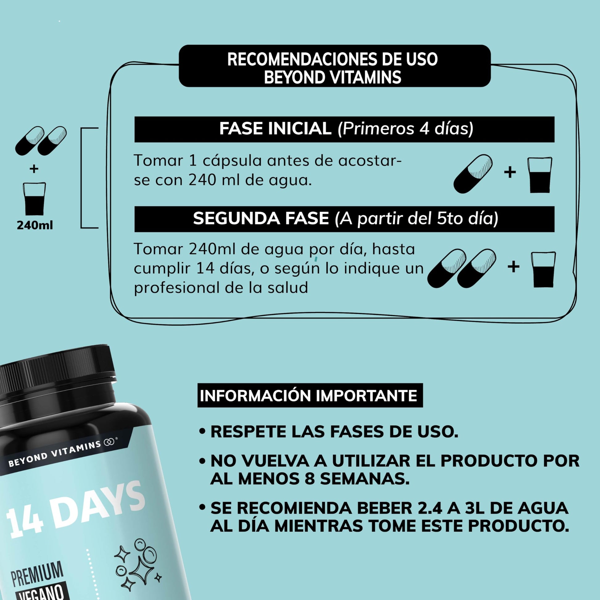 Beyond Vitamins | 14 Days | Avanzado para Hombres y Mujeres con Cascara Sagrada, Psyllium Husk, Hoja Sen & Probióticos | Vegano | 28 Capsules 1-2 cápsulas por día