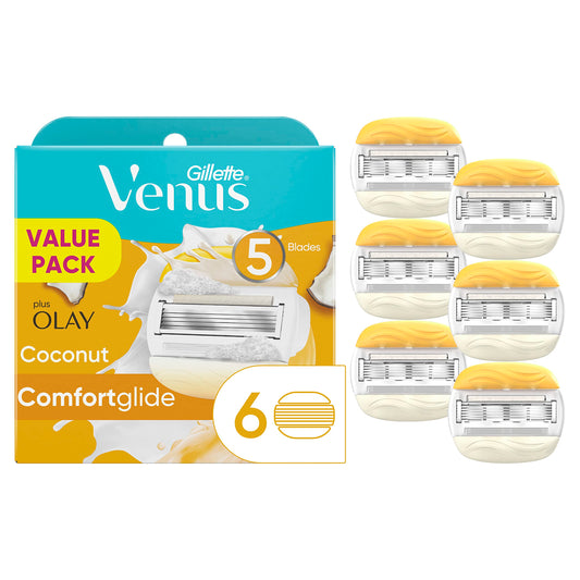Cuchillas de Afeitar Gillette Venus ComfortGlide Plus Olay Rosadas con Recambios para Mujer