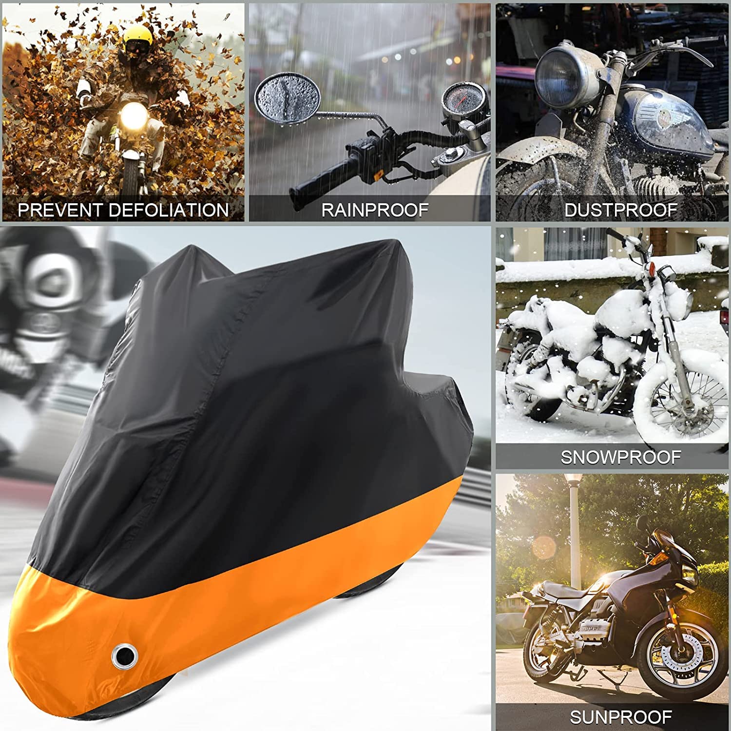 Cobertura de motocicletas todas las fundas universales de motocicletas impermeables y solares, con agujeros de bloqueo y bolsas de almacenamiento, para Harley davidson, honda, suzuki, Kawasaki