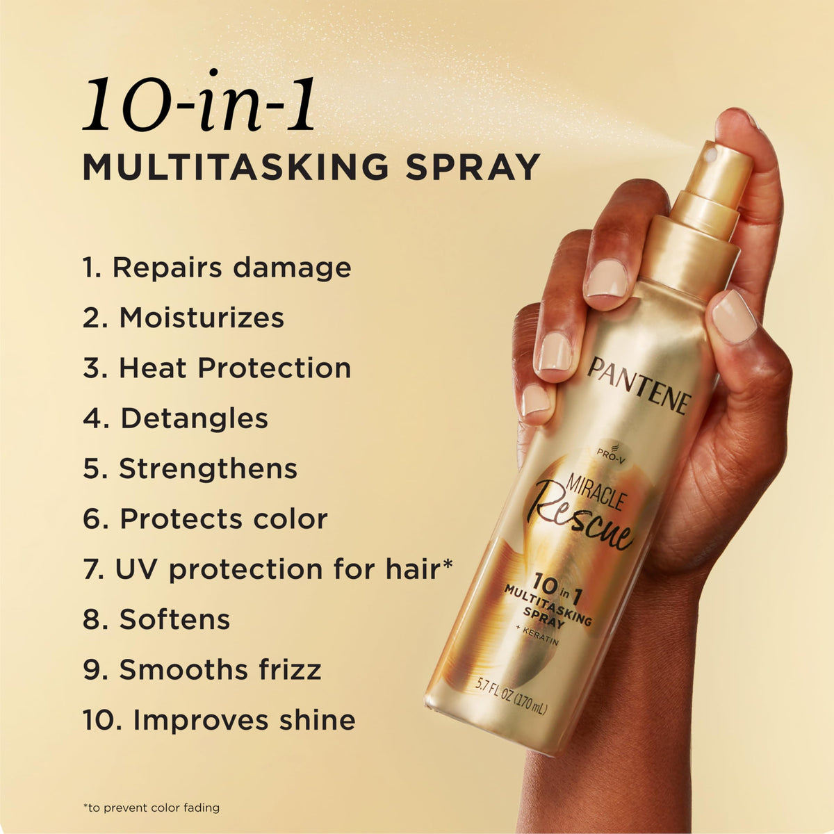 Pantene Miracle Rescue 10-in-1 Multitasking Leave-in Conditioner Spray, 5.7 fl oz