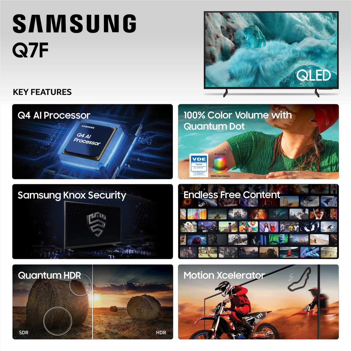 SAMSUNG Q7F QLED 4K Smart TV de 55 Pulgadas, Color Negro