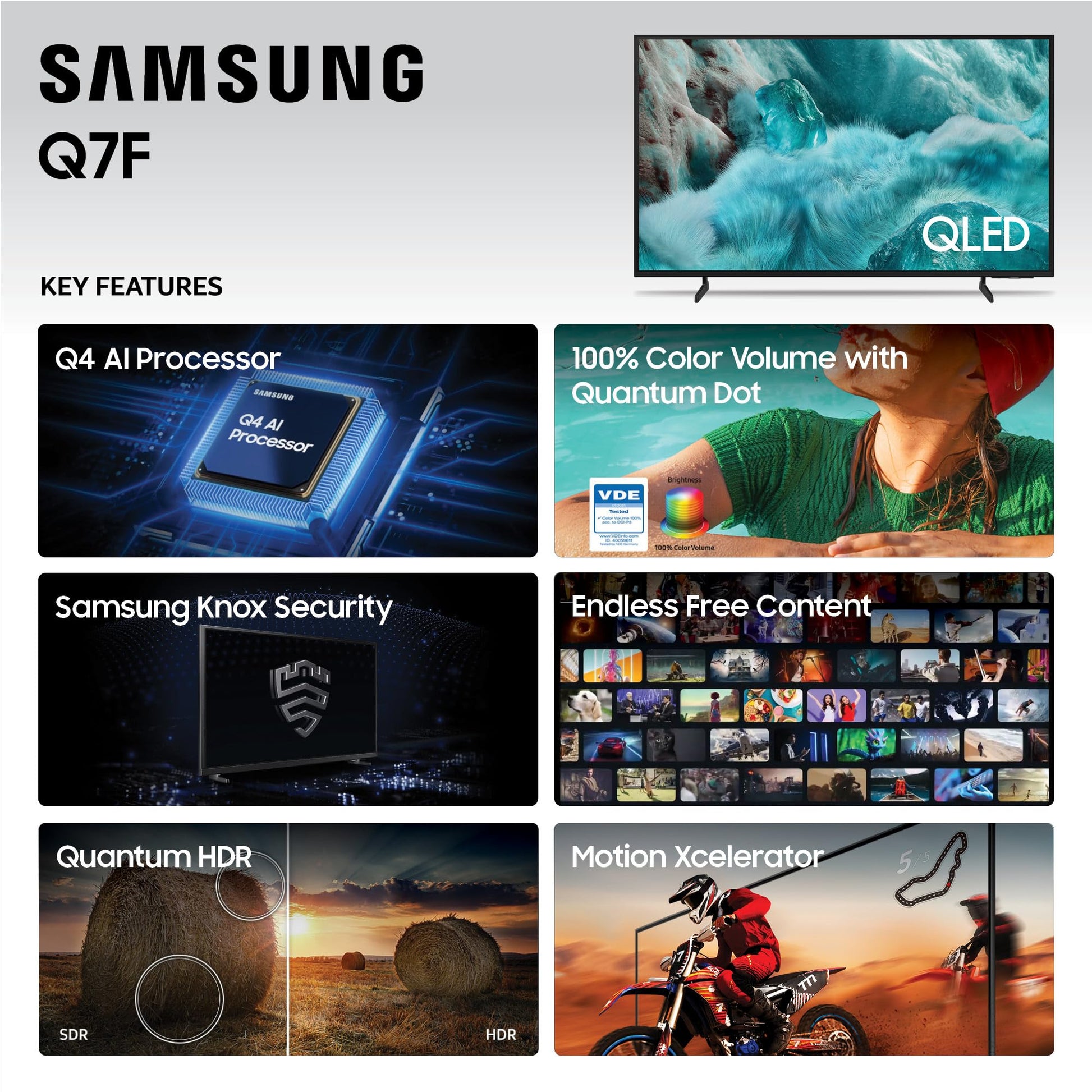 SAMSUNG Q7F QLED 4K Smart TV de 55 Pulgadas, Color Negro