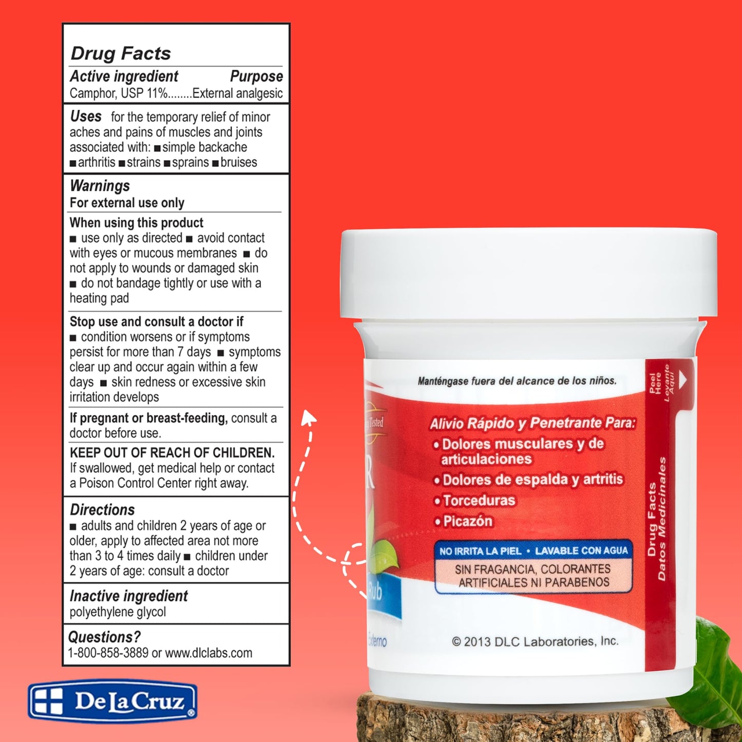 De La Cruz Camphor Ointment 2.5 oz - Pomada De Alcanfor by De La Cruz