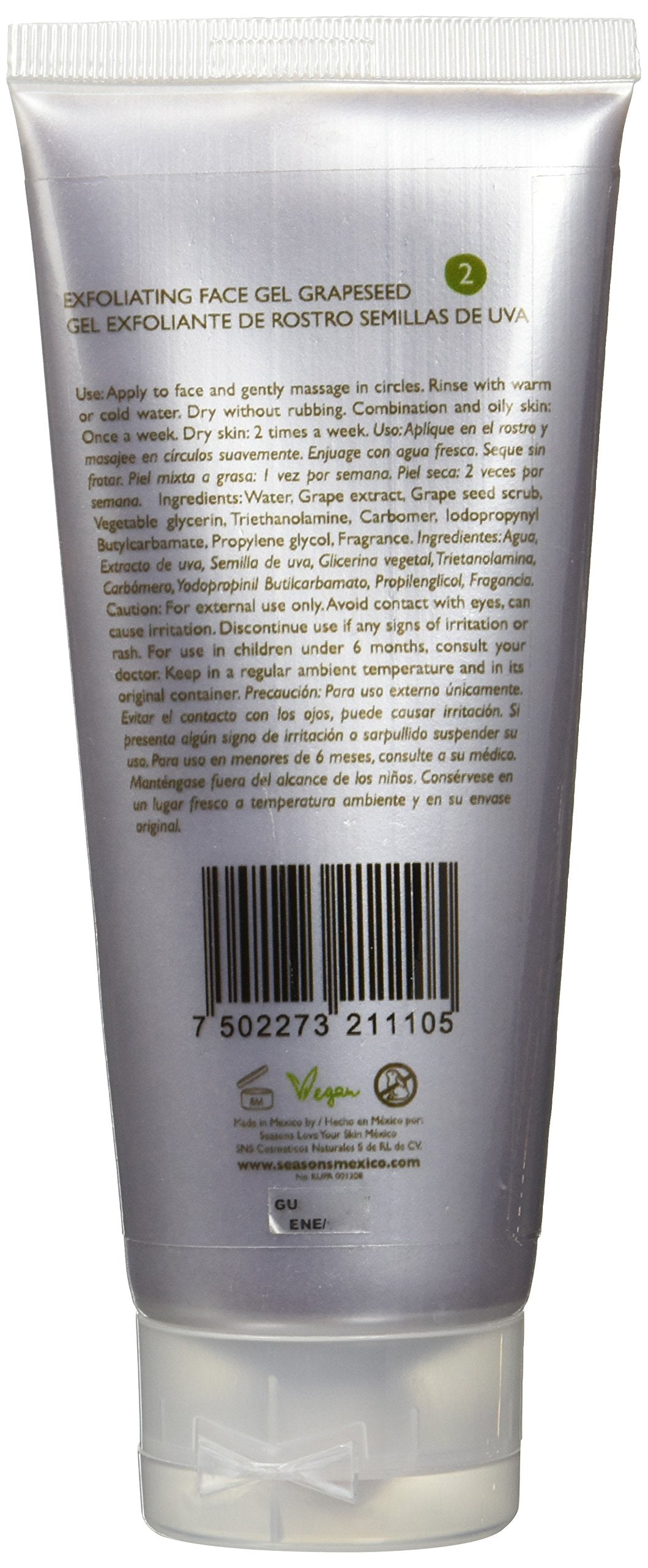 Seasons Love Your Skin Gel Exfoliante de Rostro Semillas de Uva, 100 ml