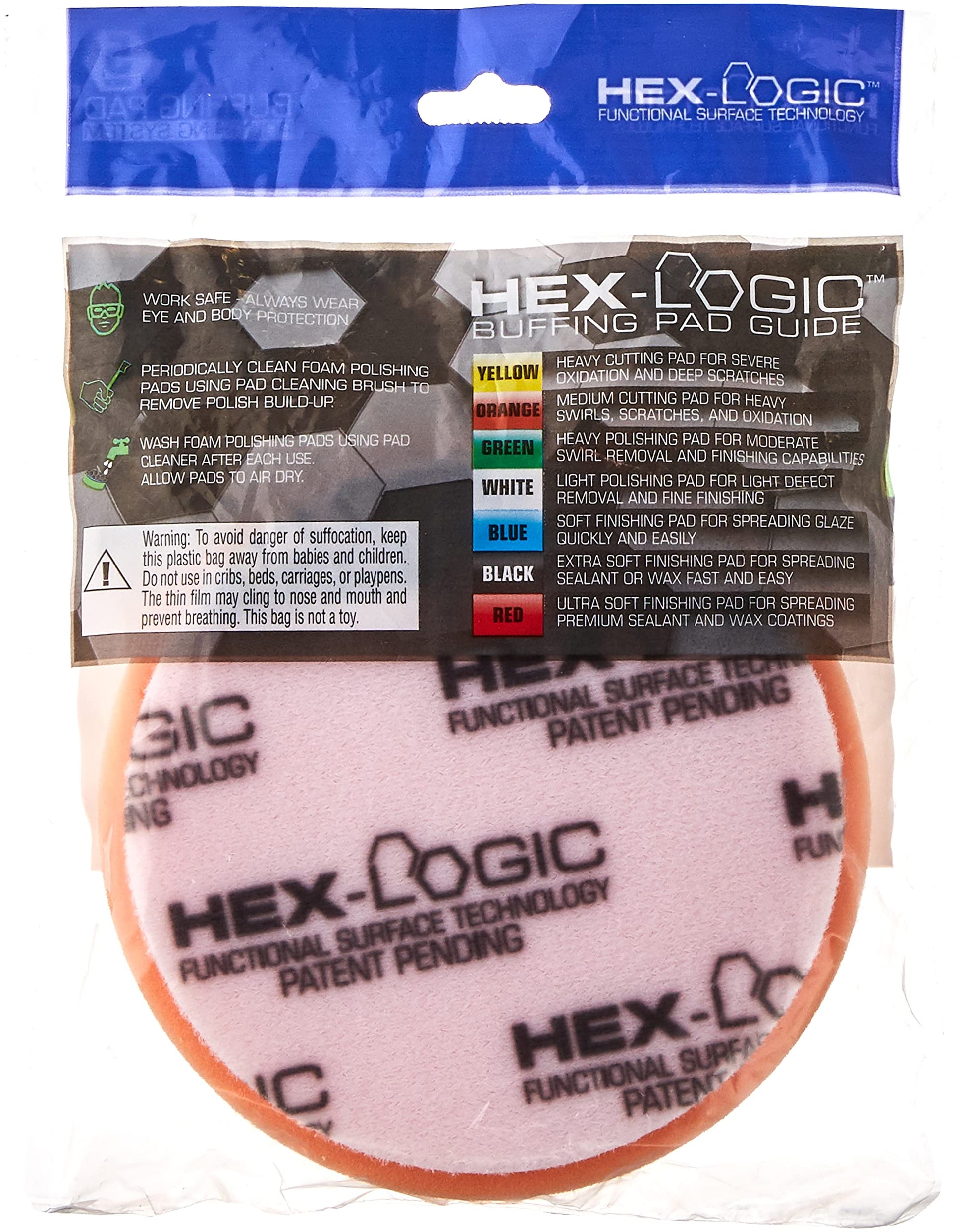chemical guys Hex-Logic Pad, Esterilla de corte mediana pesada, Anaranjado, 13.97 cm