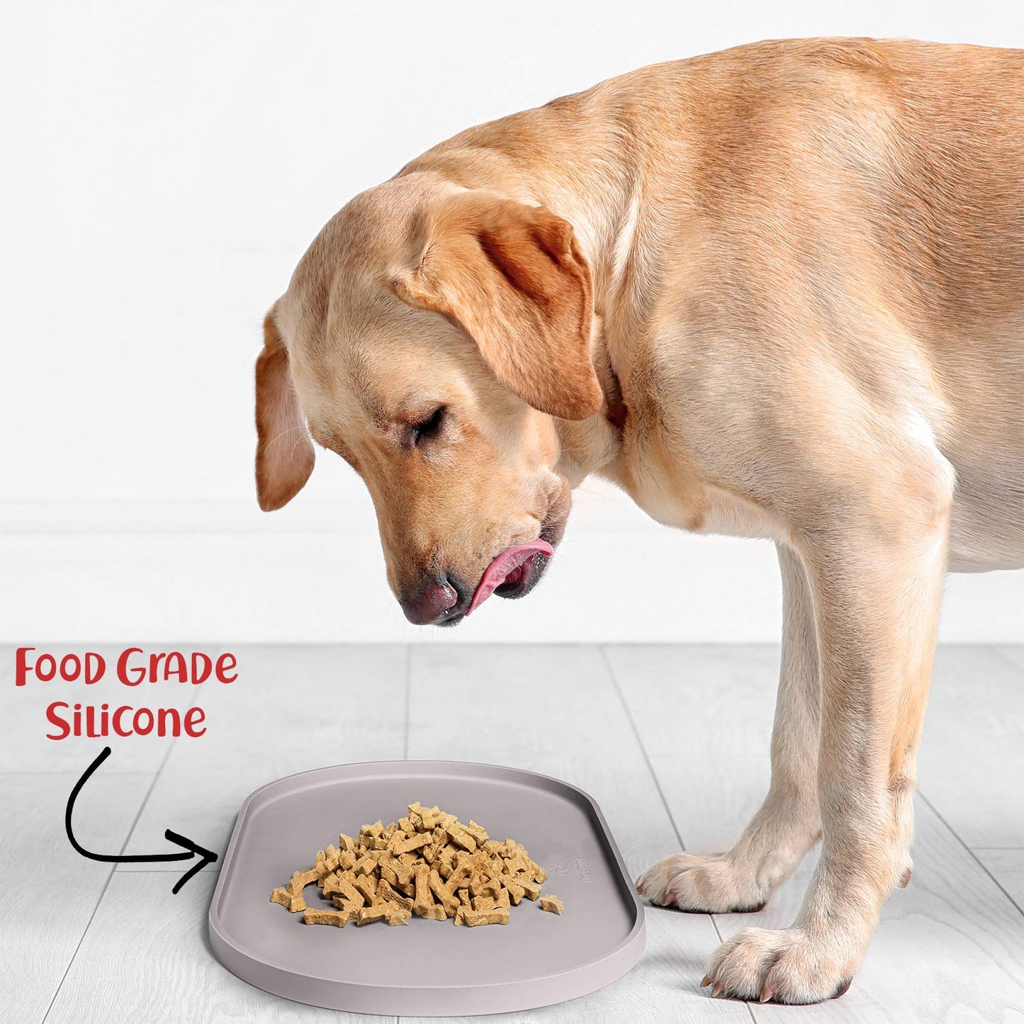 Tapete de Comida DogBuddy Gris Antideslizante Impermeable para Perros y Cachorros