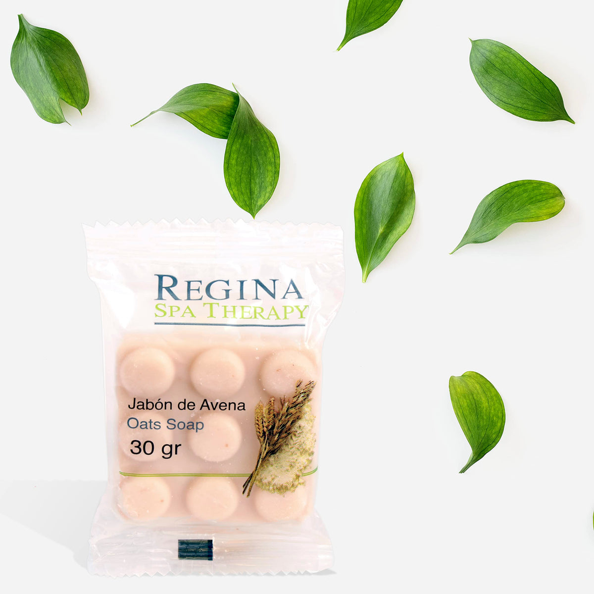 Regina Spa Therapy Jabón Corporal de Avena Natural 30g | Limpieza Nutritiva para Cuerpo y Manos | Amenidades para Hoteles, Airbnb, Spa | Jabones Naturales | Caja con 250 Piezas