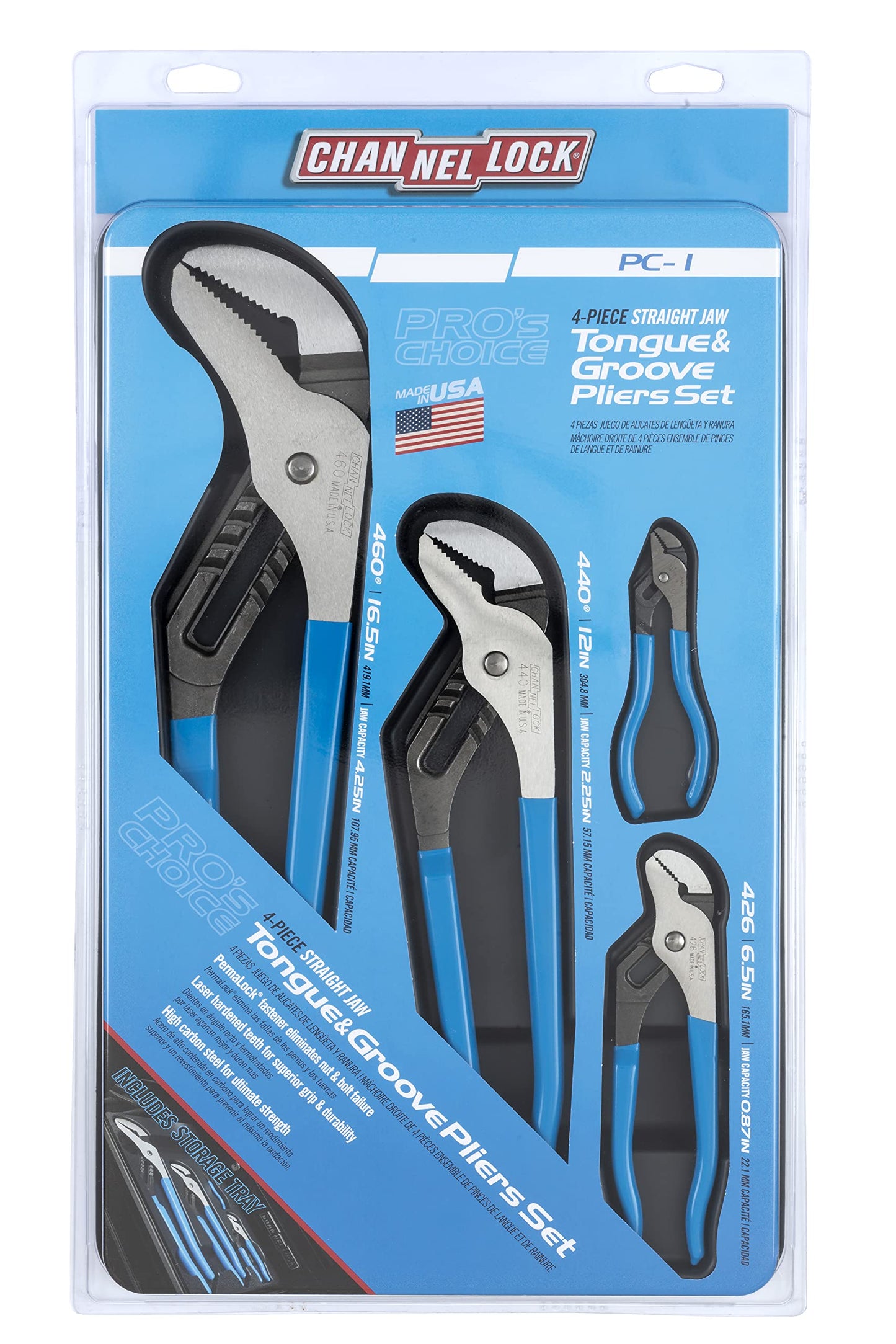 Channellock - 4 pantallas de ranura para lengua 460440426424 (PC-1)