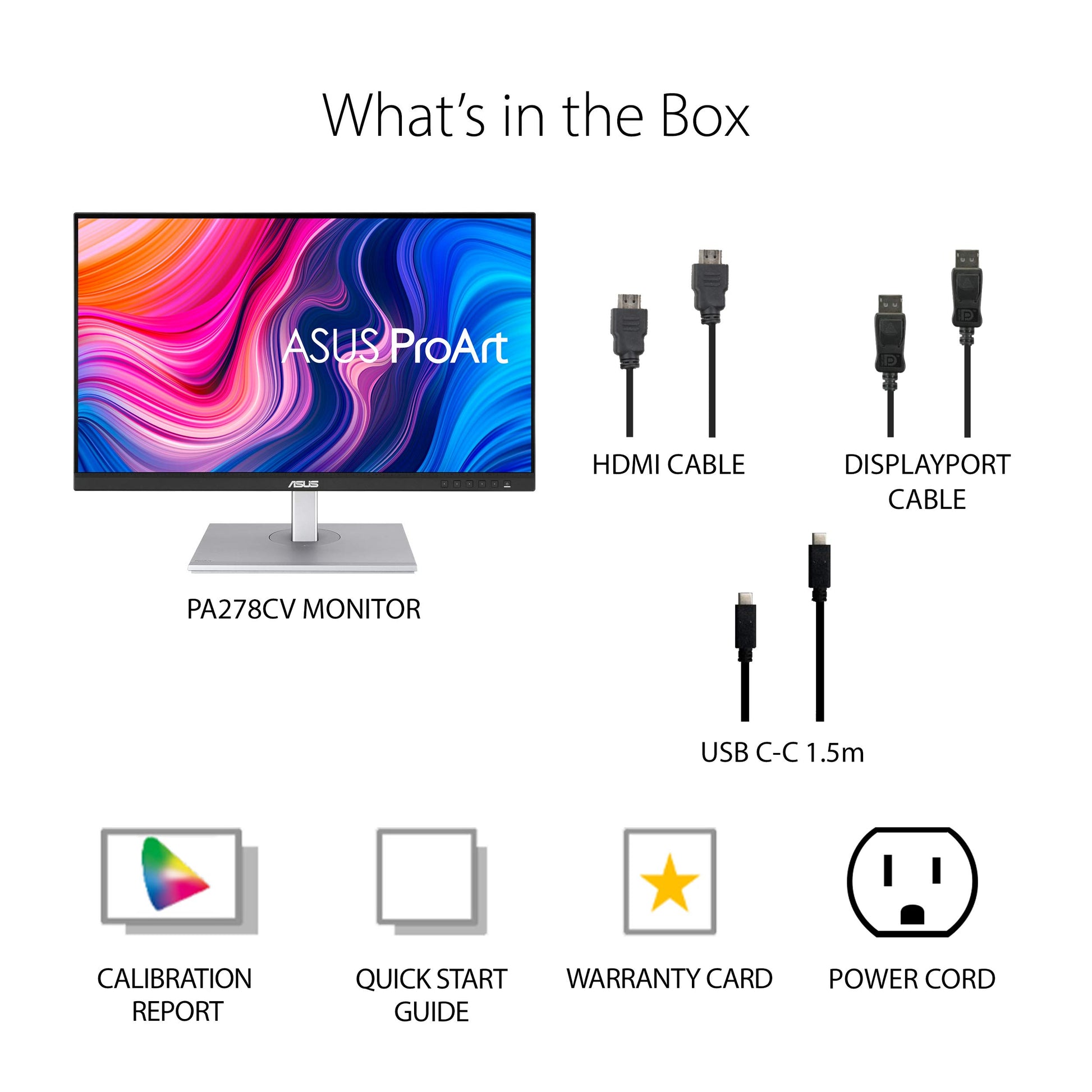 Asus Monitor Profesional 27" ProArt PA278CV, IPS, WQHD, edición de vídeo, animación, precisión de color, verificado por Calman, USB-C, DisplayPort