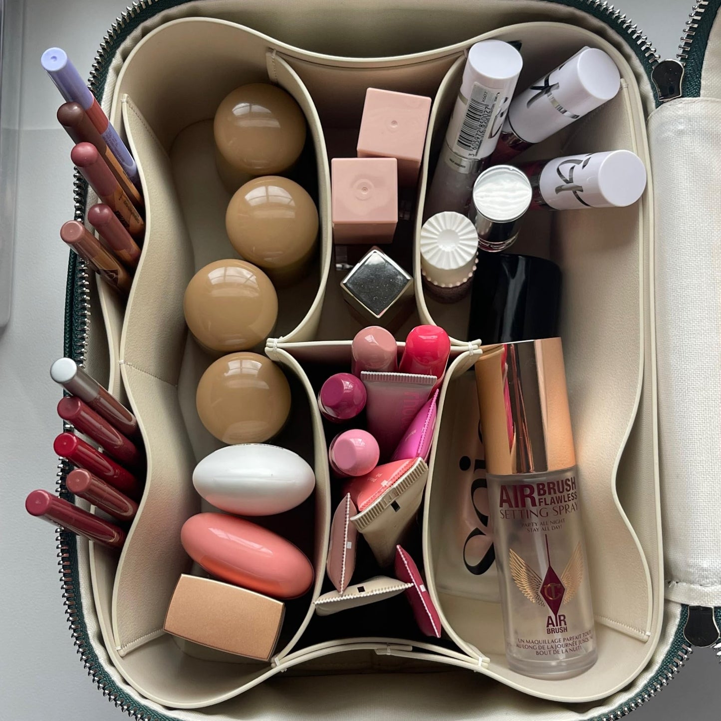 ETOILE - Estuche de tocador - Elegante bolsa de maquillaje de viaje con divisores, Beige
