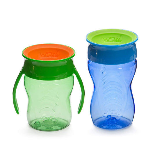 Taza Wow Cup 360 azul y verde con capacidad de 10 y 7 onzas, paquete de 2