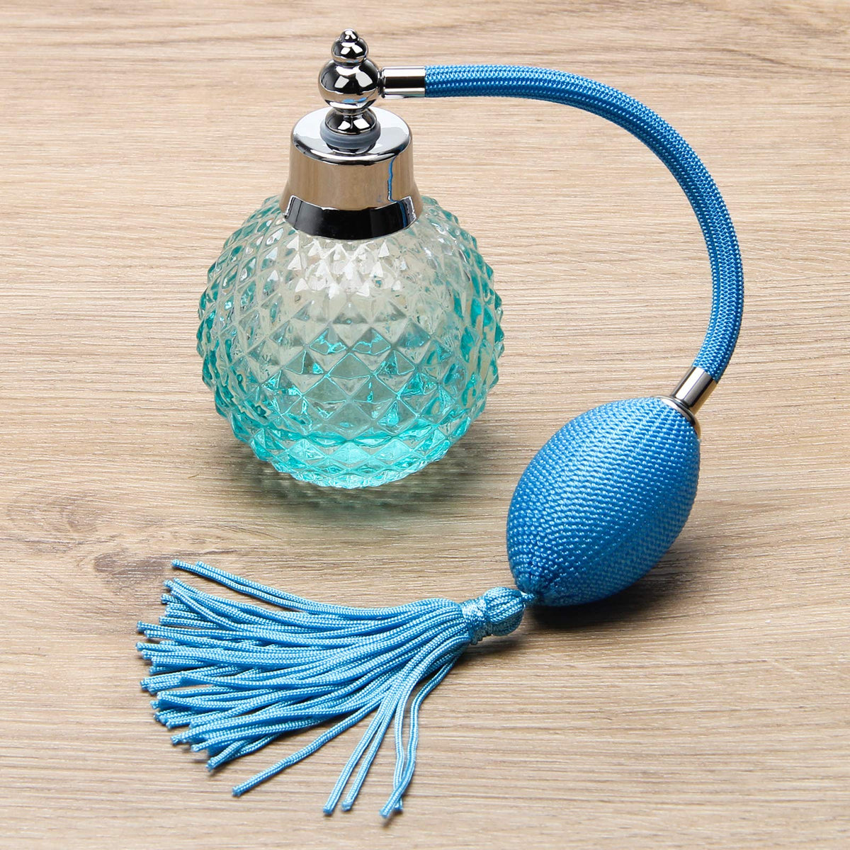 Coolrunner Crystal Art Vintage Style Refillable Perfume Atomizer Long Spray Bottle 100ml(blue)